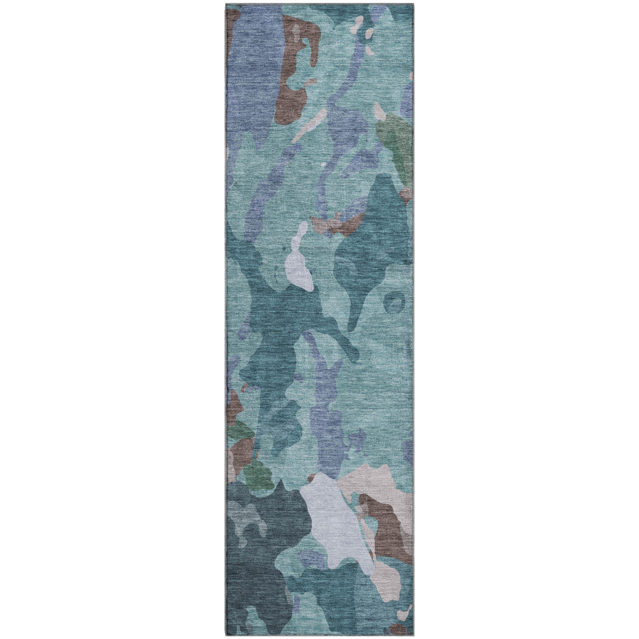 Vienna Machine Washable Transitional Teal Rug 2'3" x 7'6" #shape_Runner