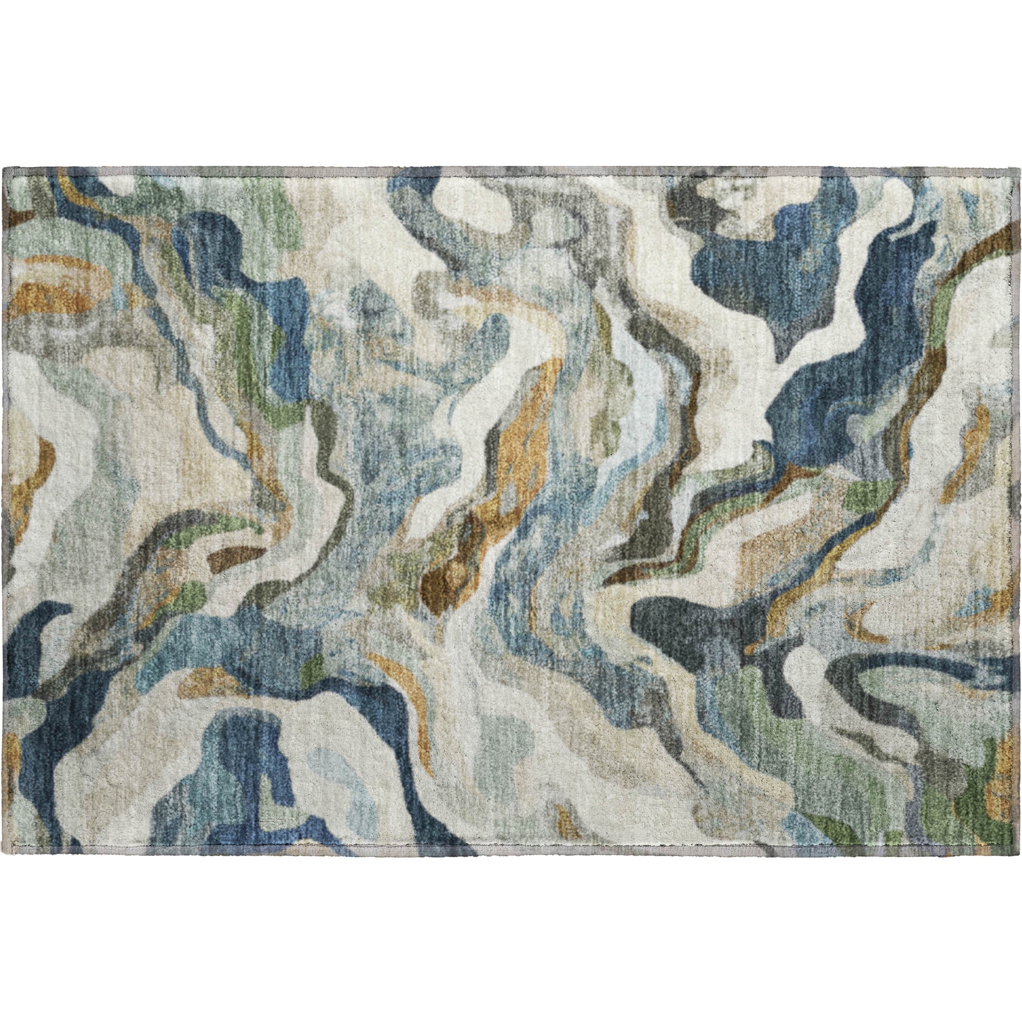 Bruges Machine Washable Transitional Denim Blue Rug 1'8" x 2'6" #shape_Rectangle