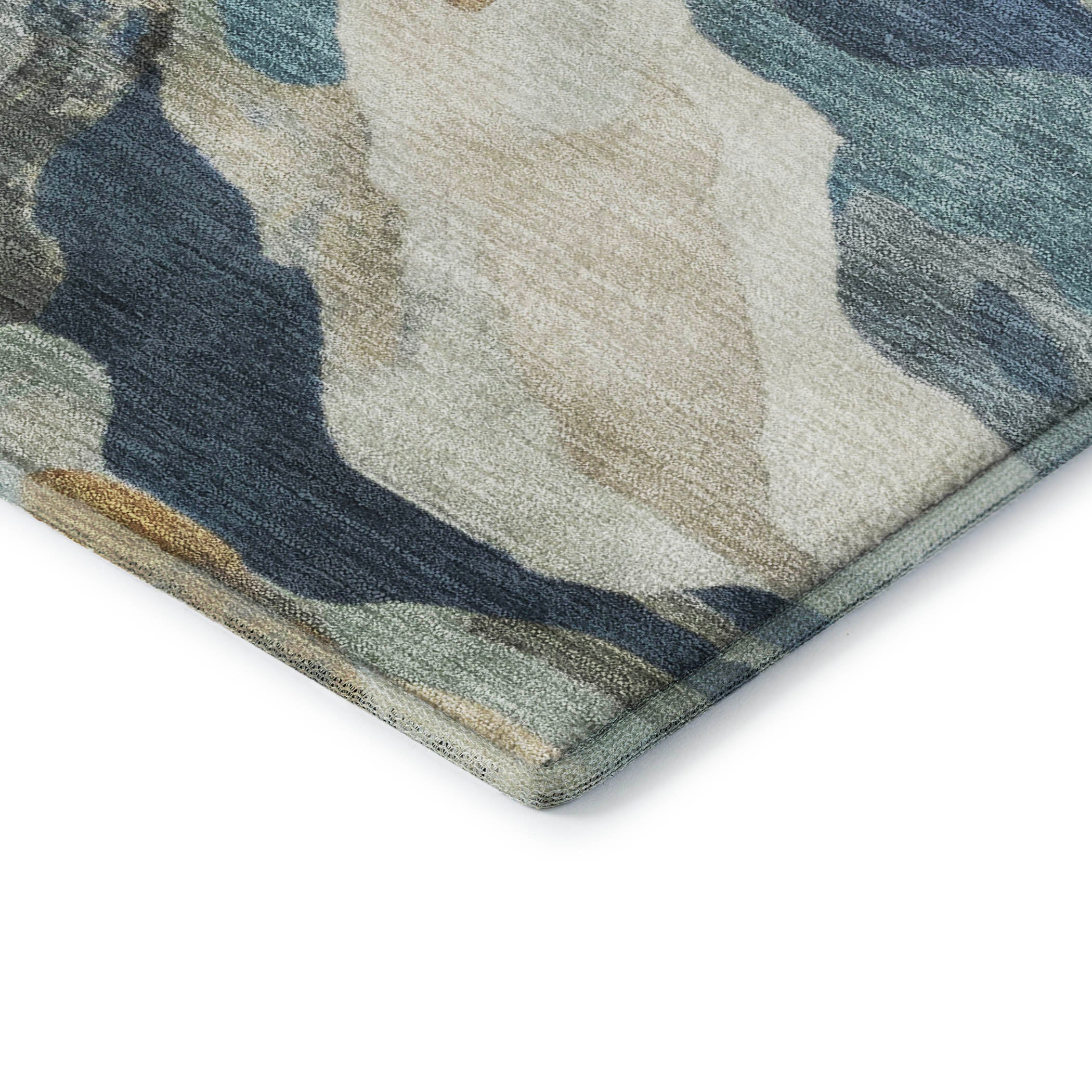 Bruges Machine Washable Transitional Denim Blue Rug 1'8" x 2'6" #shape_Rectangle