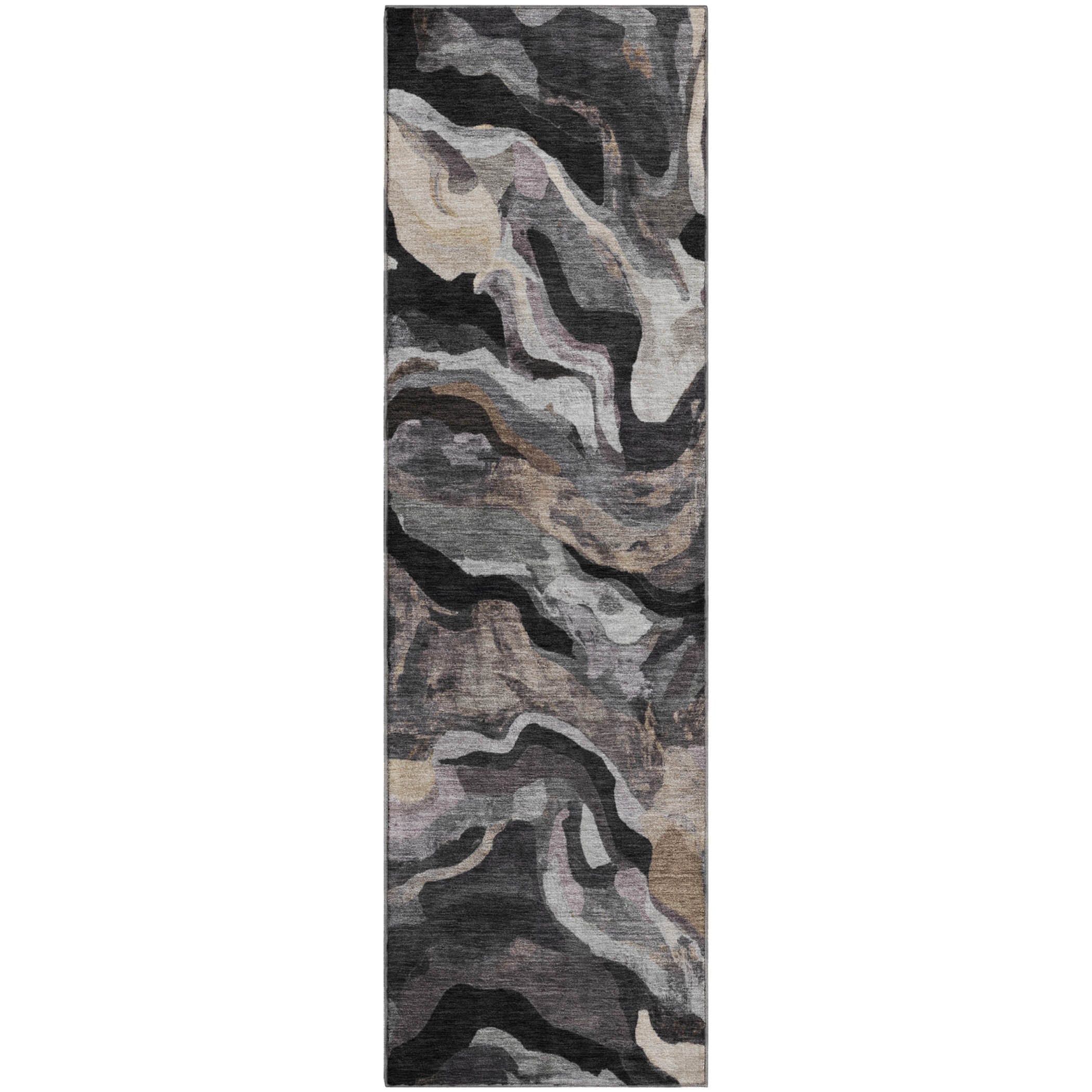 Bruges Machine Washable Transitional Granite Gray Rug 2'3" x 7'6" #shape_Runner