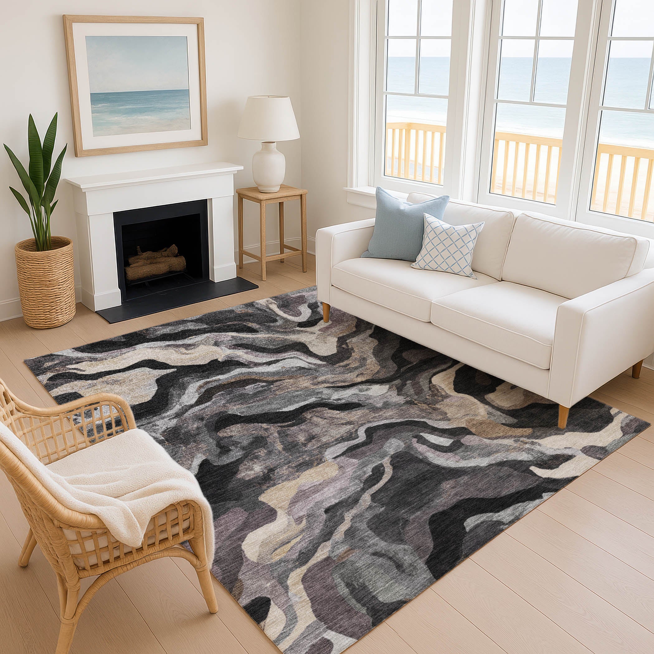 Bruges Machine Washable Transitional Granite Gray Rug 2'6" x 3'10" #shape_Rectangle