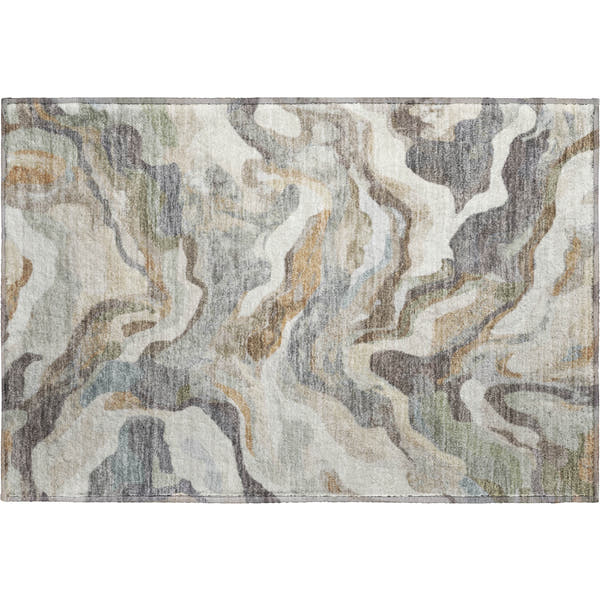 Bruges Machine Washable Transitional Khaki Brown Rug 1'8" x 2'6"