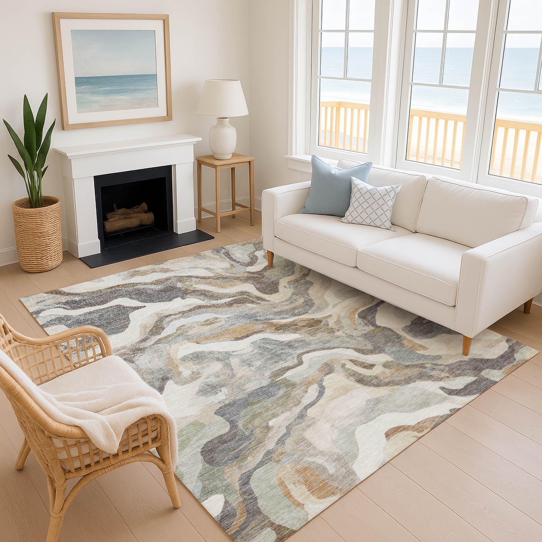 Bruges Machine Washable Transitional Khaki Brown Rug 2'6" x 3'10" #shape_Rectangle