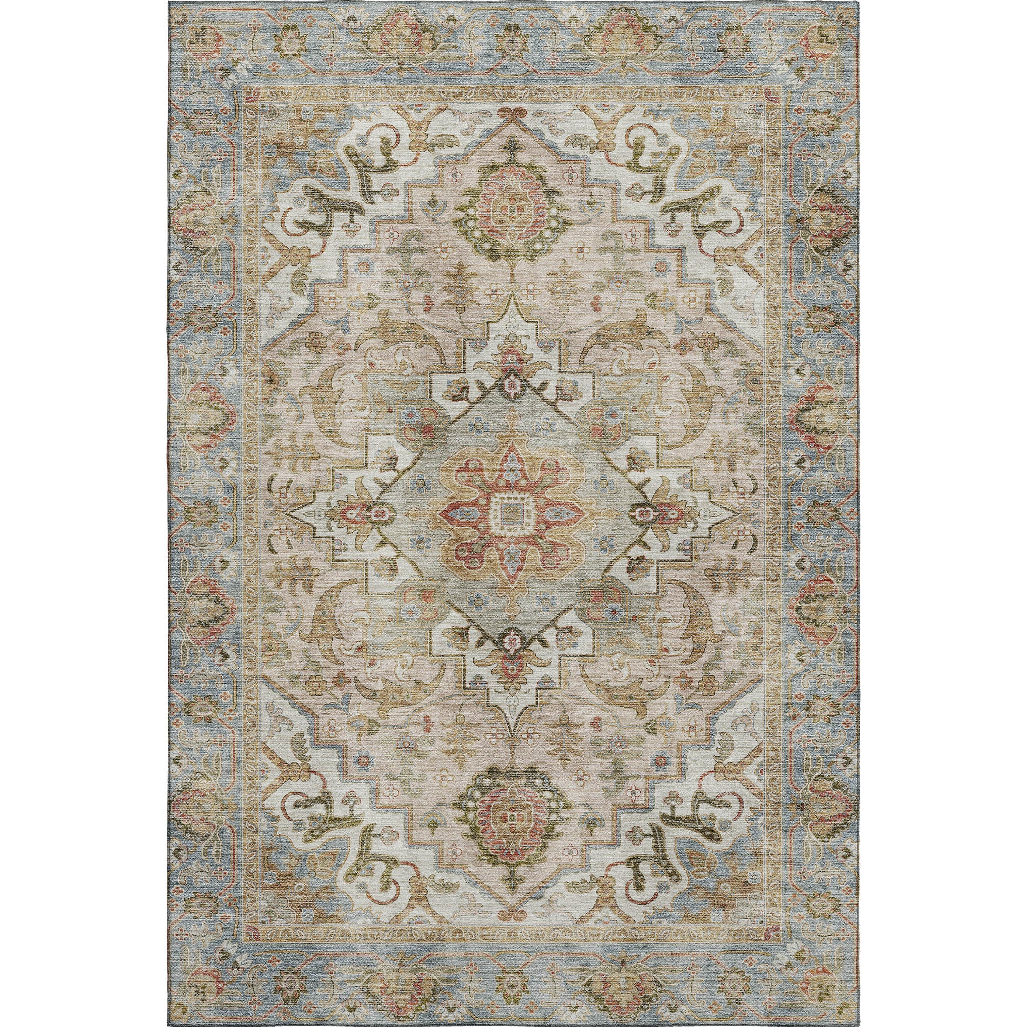 Santorini Machine Washable Traditional Beige Brown Rug 2'6" x 3'10" #shape_Rectangle
