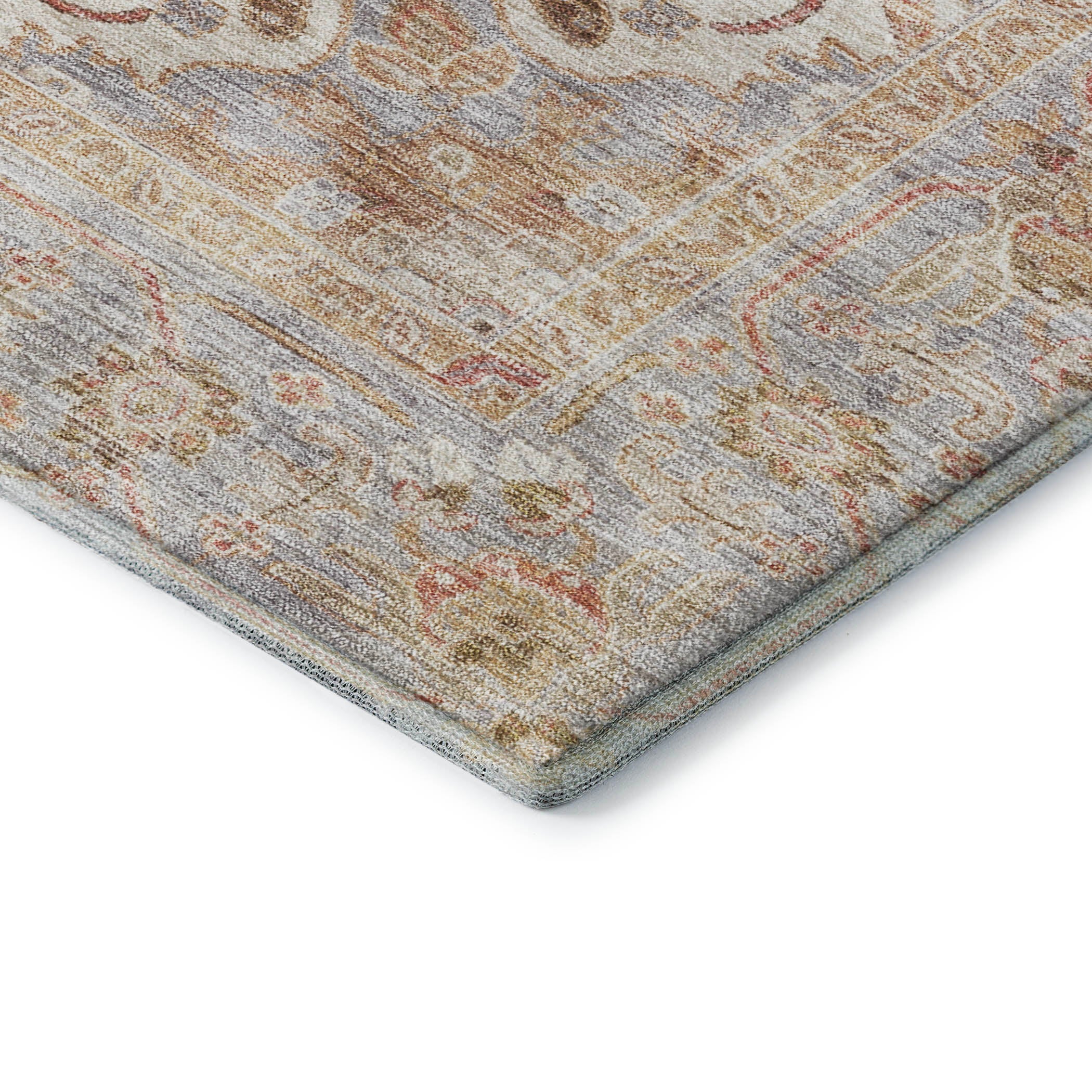 Santorini Machine Washable Traditional Coral Orange Rug 1'8" x 2'6" #shape_Rectangle