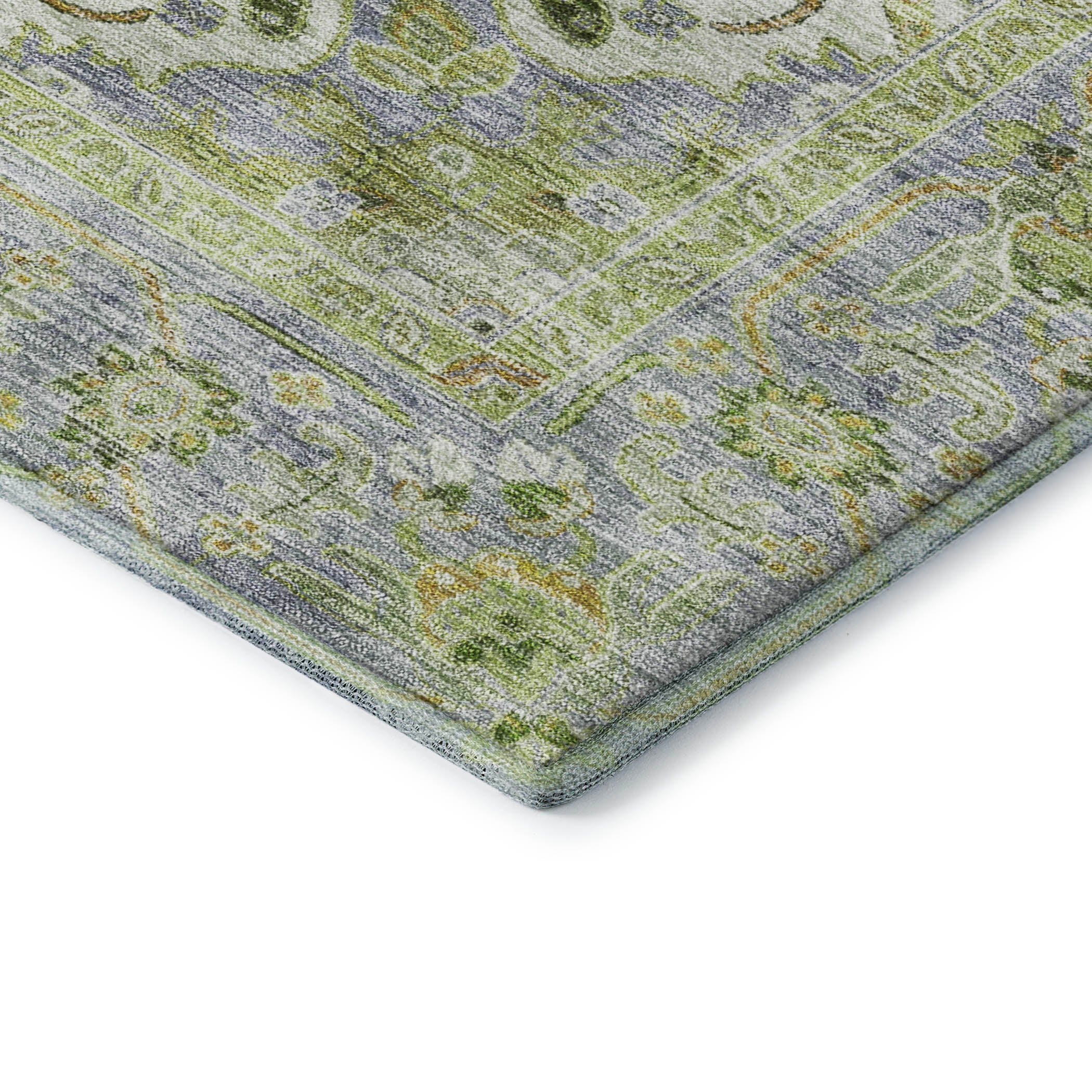 Santorini Machine Washable Traditional Green Rug 1'8" x 2'6" #shape_Rectangle