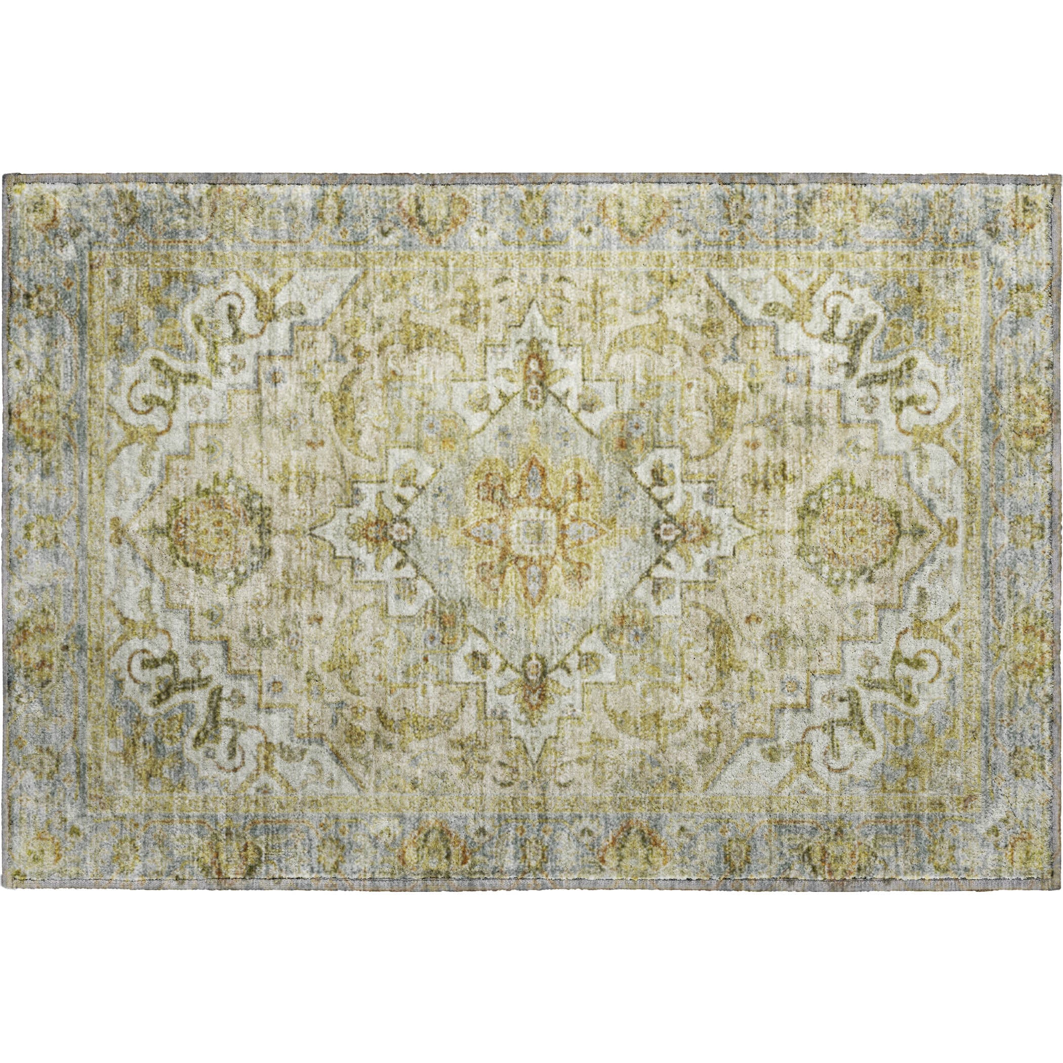 Santorini Machine Washable Traditional Khaki Brown Rug 1'8" x 2'6" #shape_Rectangle
