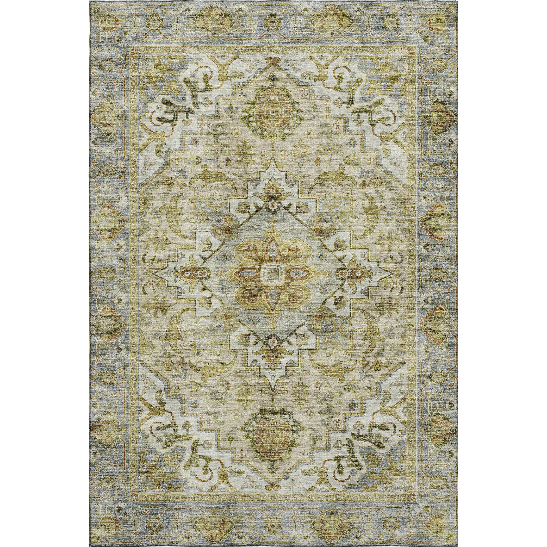 Santorini Machine Washable Traditional Khaki Brown Rug 2'6" x 3'10" #shape_Rectangle