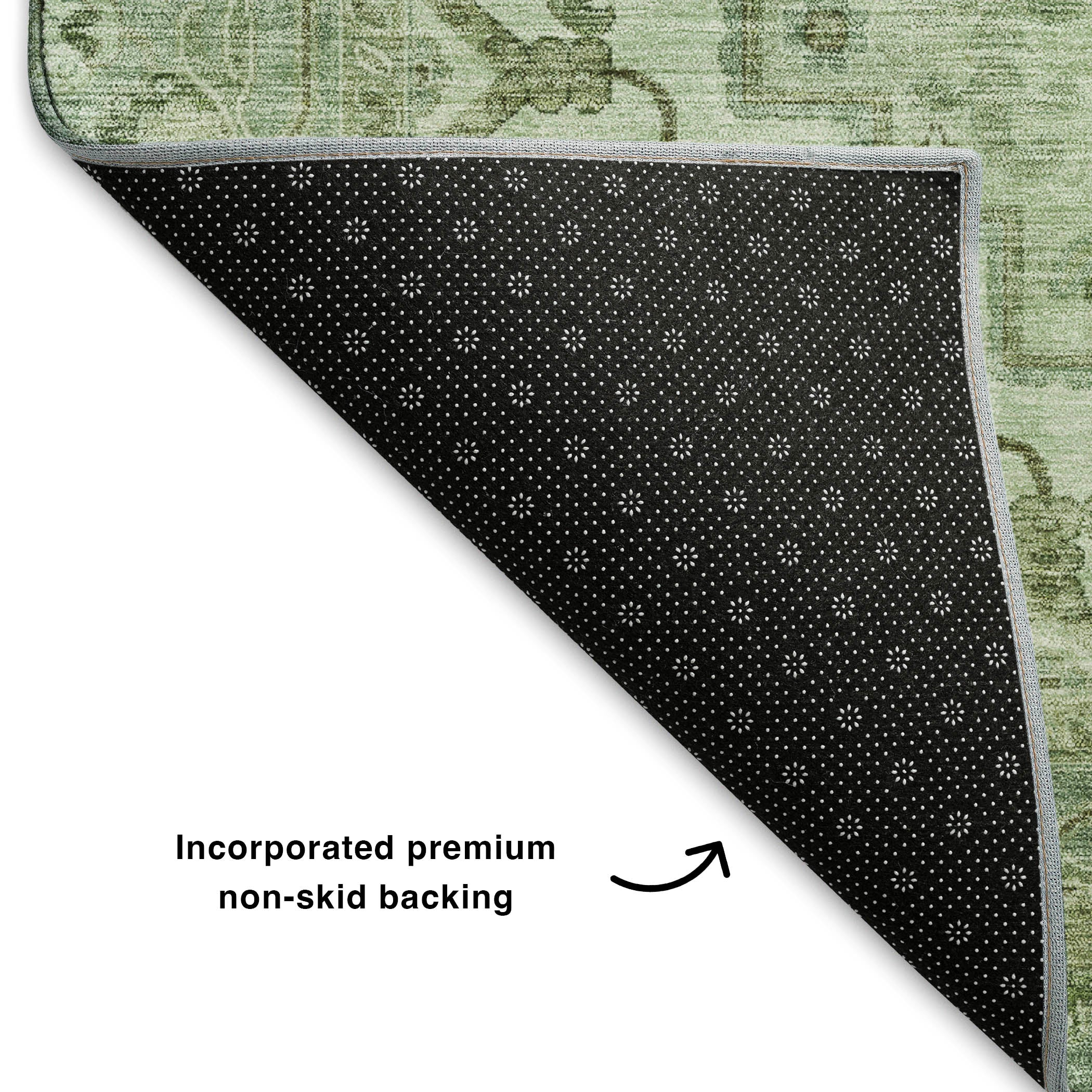 Sintra Machine Washable Traditional Aloe Green Rug 1'8" x 2'6" #shape_Rectangle