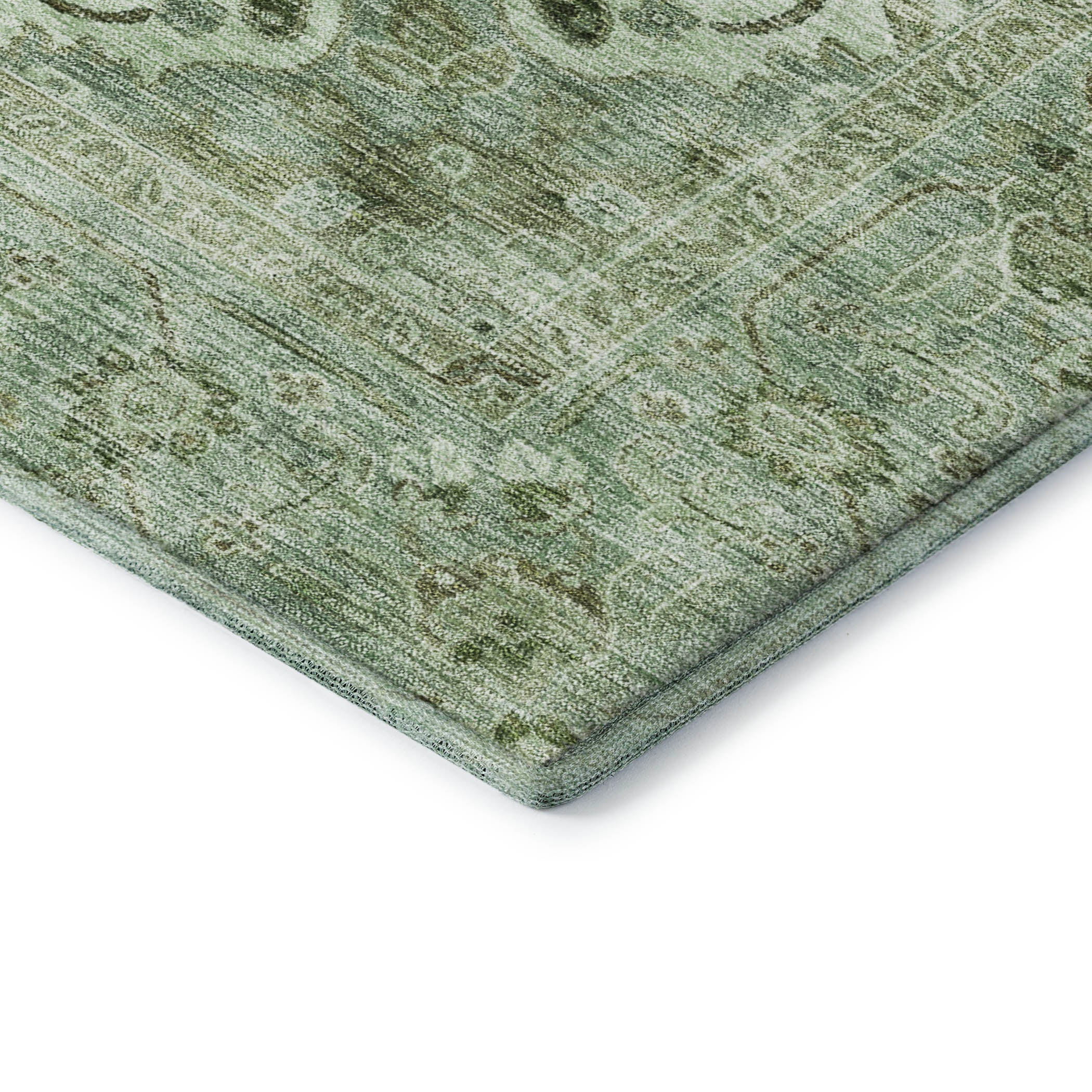 Sintra Machine Washable Traditional Aloe Green Rug 1'8" x 2'6" #shape_Rectangle