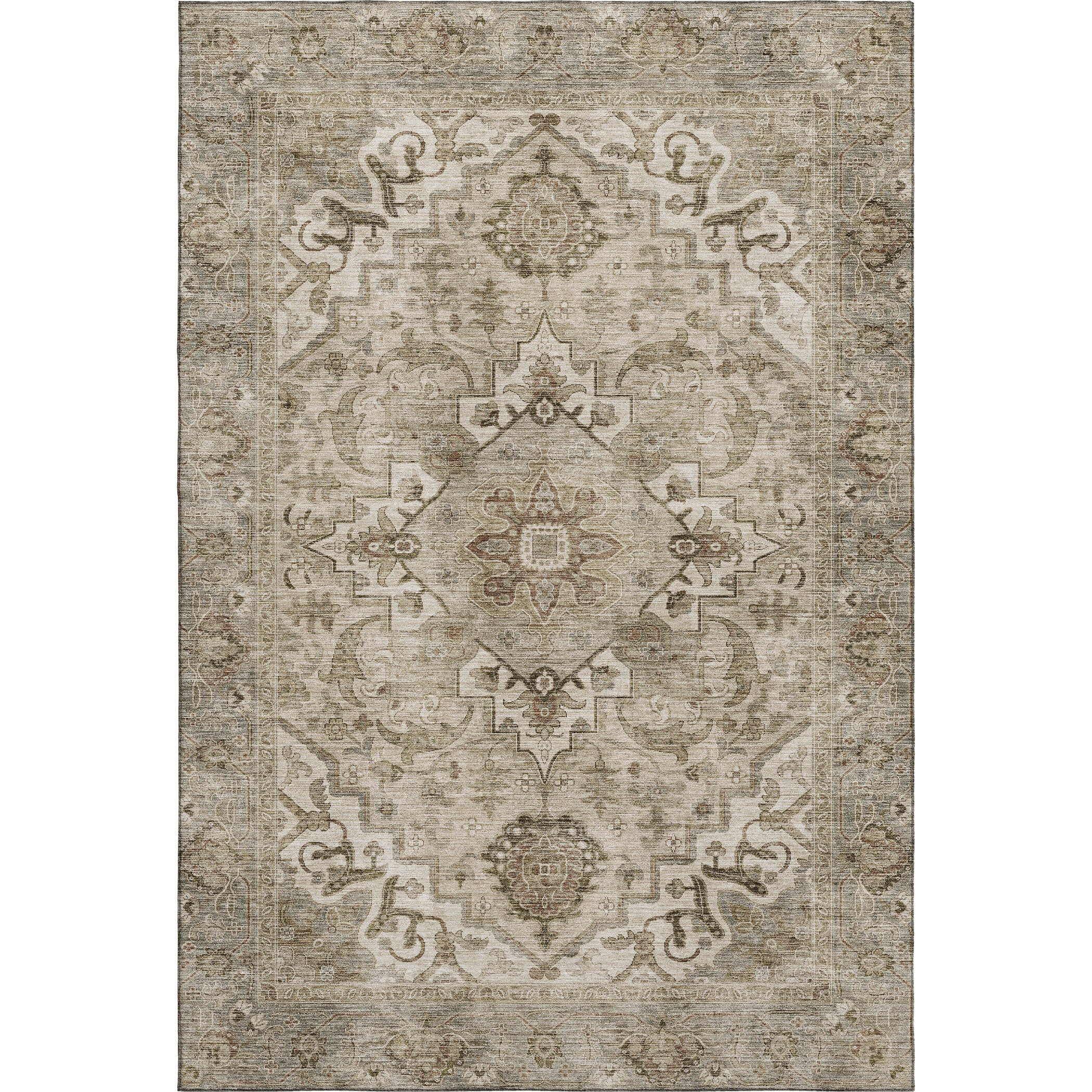 Sintra Machine Washable Traditional Beige Brown Rug 2'6" x 3'10" #shape_Rectangle