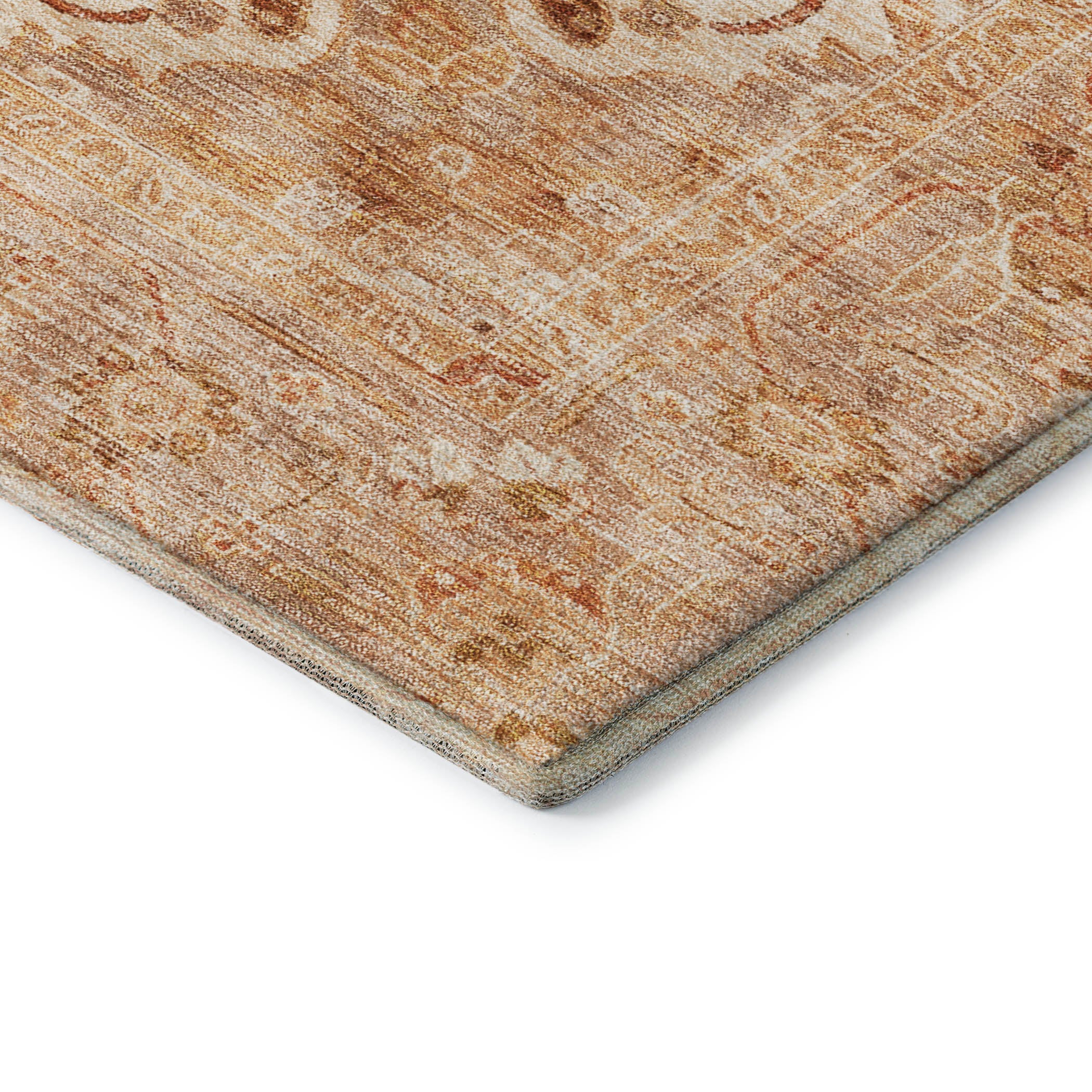 Sintra Machine Washable Traditional Copper Orange Rug 1'8" x 2'6" #shape_Rectangle