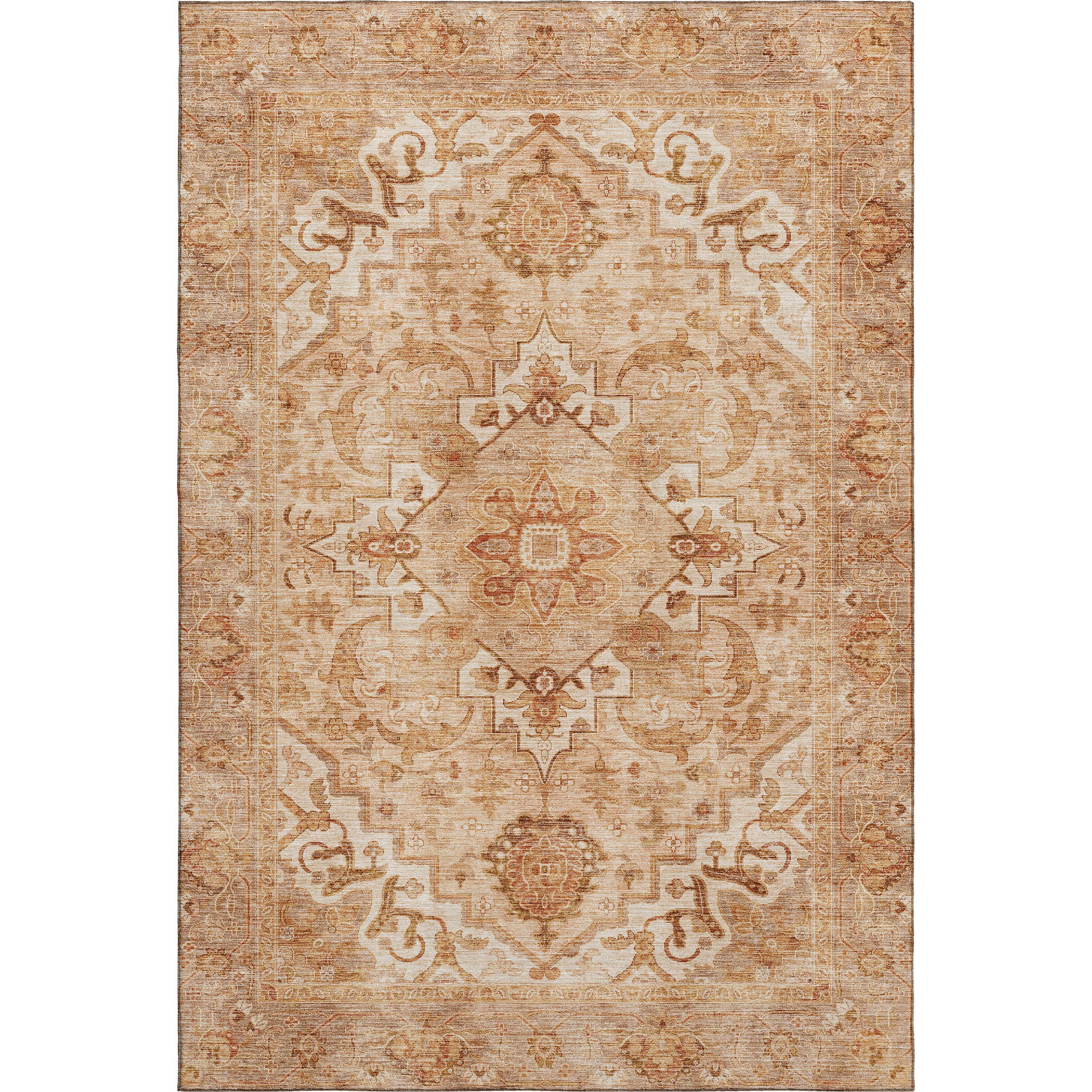 Sintra Machine Washable Traditional Copper Orange Rug 2'6" x 3'10" #shape_Rectangle