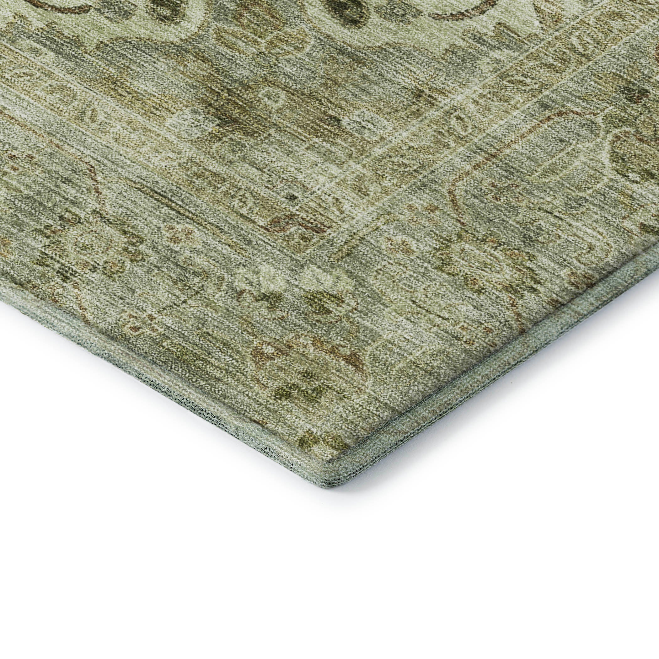 Sintra Machine Washable Traditional Sage Green Rug 1'8" x 2'6" #shape_Rectangle
