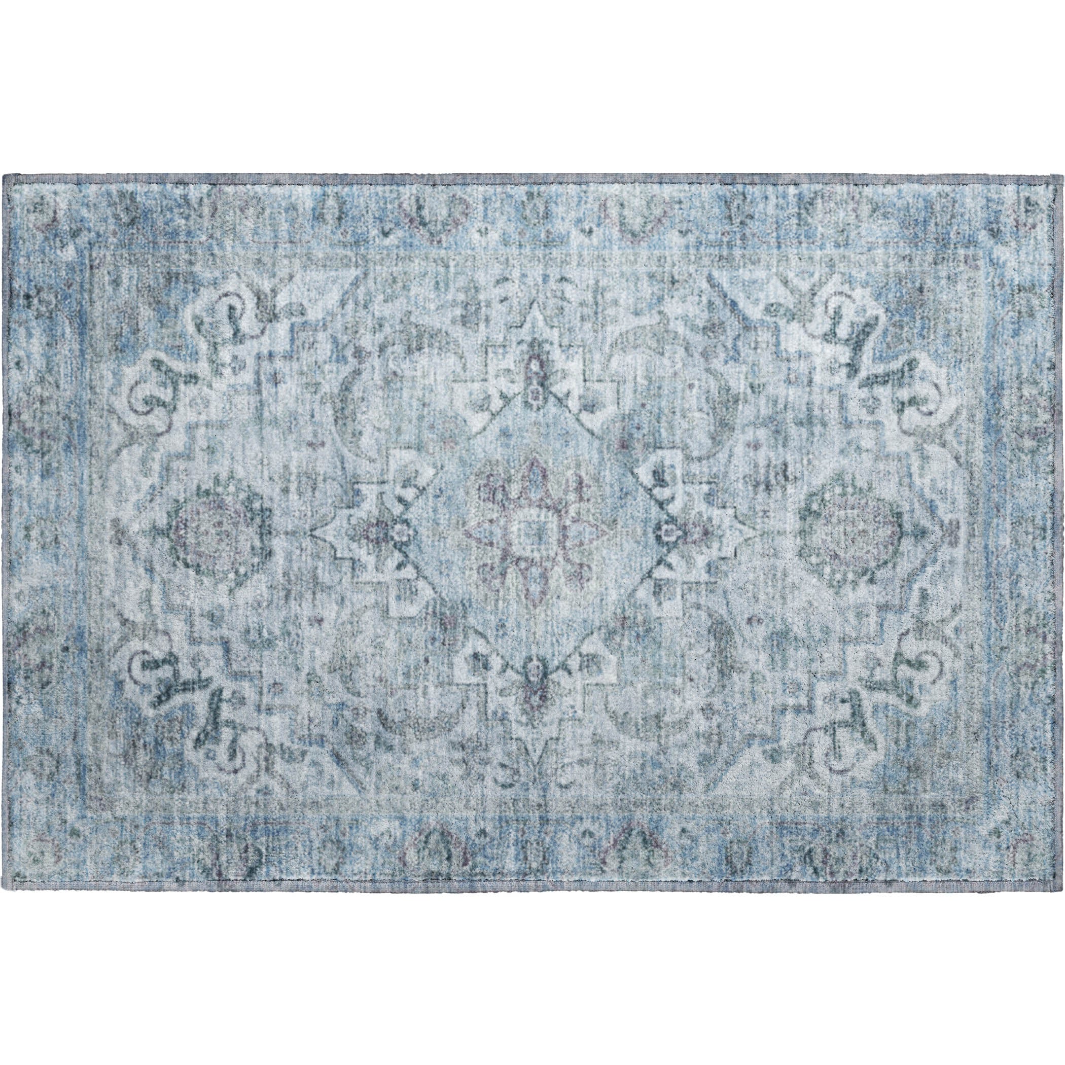 Sintra Machine Washable Traditional Sky Blue Rug 1'8" x 2'6" #shape_Rectangle