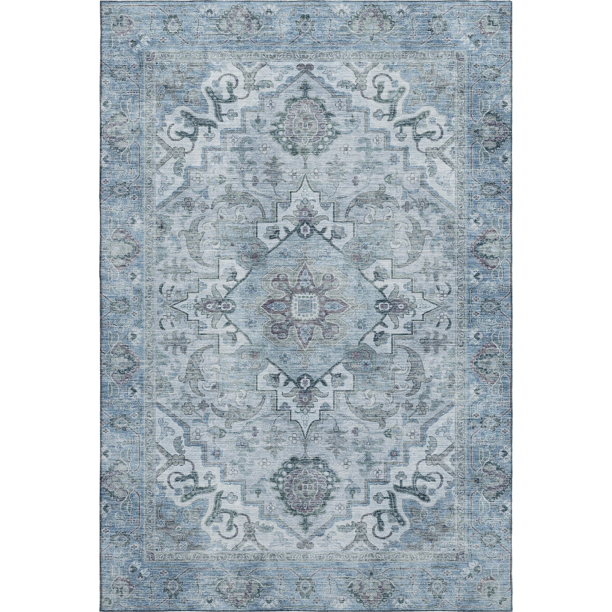 Sintra Machine Washable Traditional Sky Blue Rug 2'6" x 3'10" #shape_Rectangle