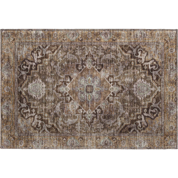 Chiang Mai Machine Washable Traditional Brown Rug 1'8" x 2'6"