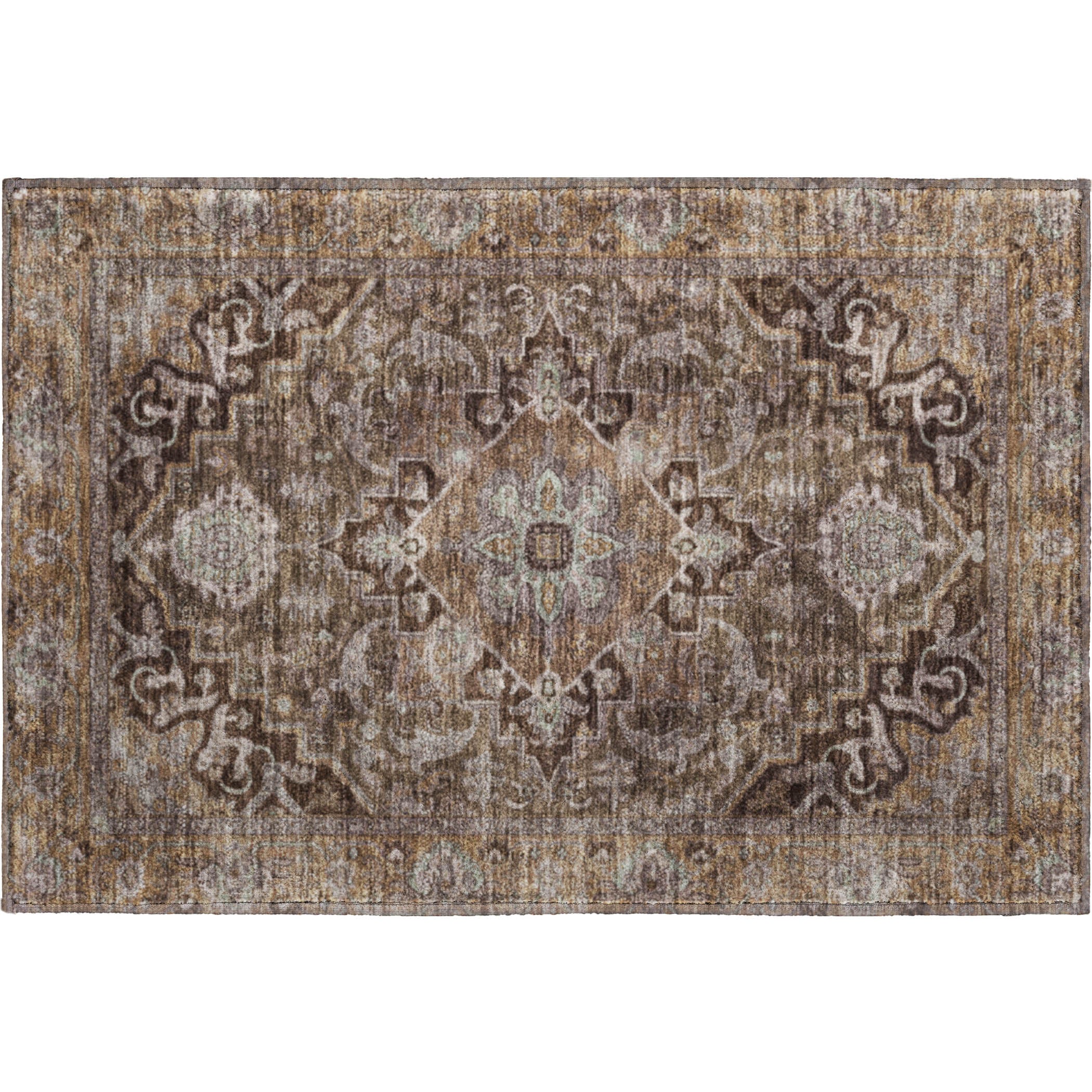 Chiang Mai Machine Washable Traditional Brown Rug 1'8" x 2'6" #shape_Rectangle