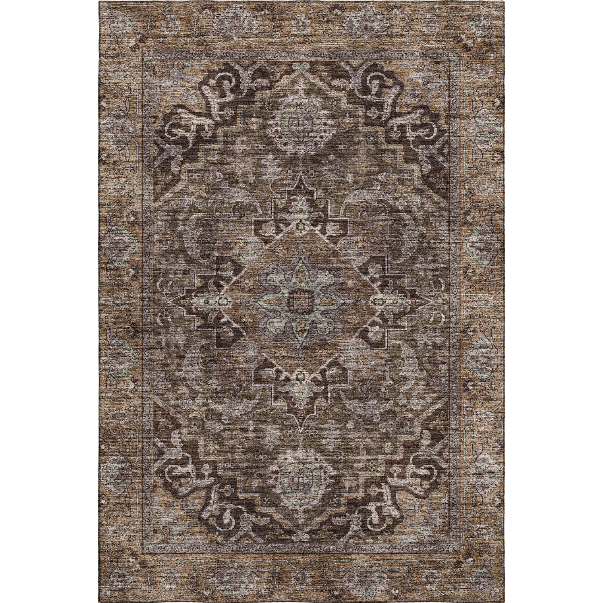 Chiang Mai Machine Washable Traditional Brown Rug 2'6" x 3'10" #shape_Rectangle