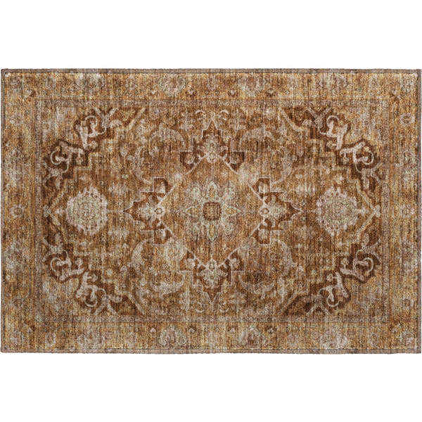 Chiang Mai Machine Washable Traditional Terracotta Orange Rug 1'8" x 2'6"