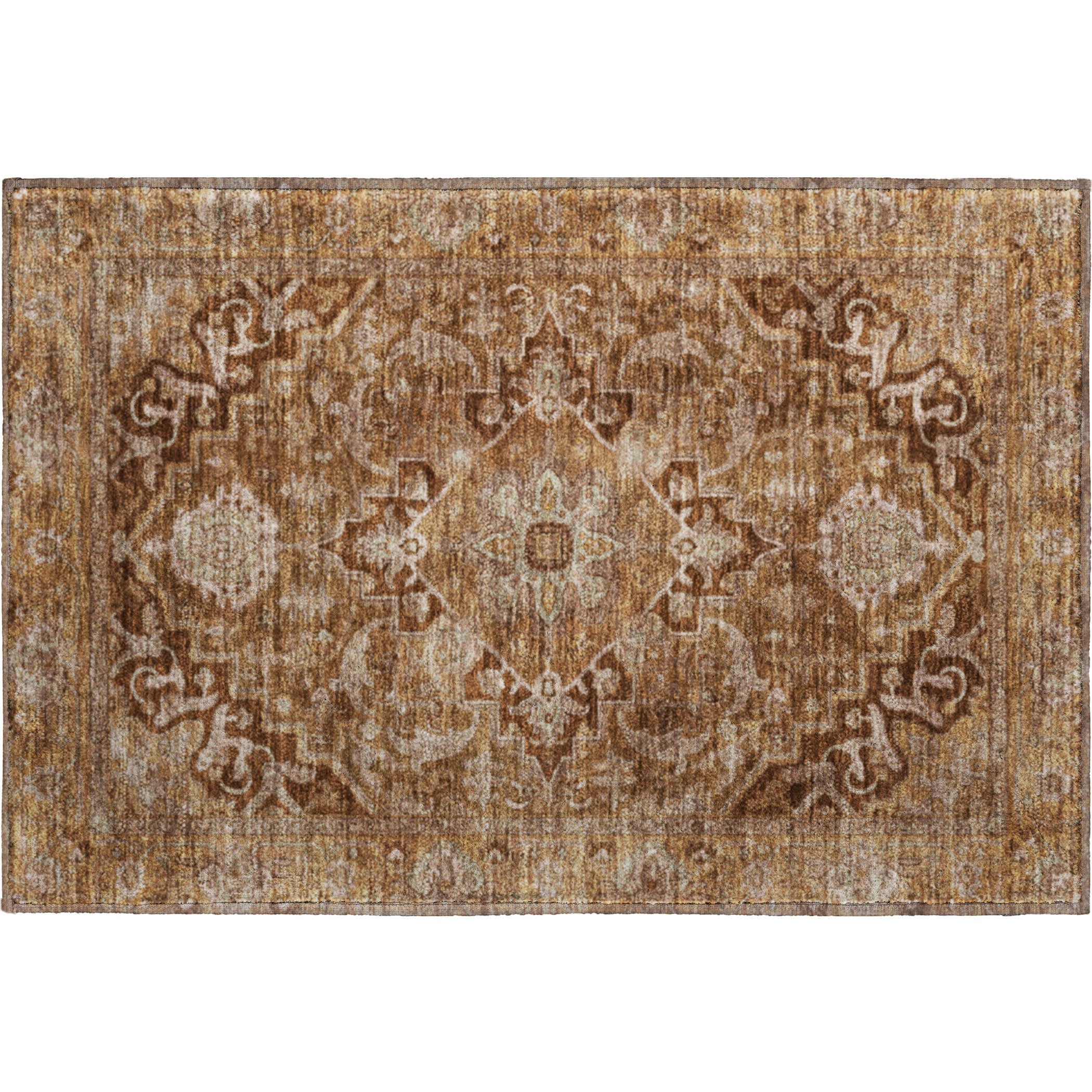 Chiang Mai Machine Washable Traditional Terracotta Orange Rug 1'8" x 2'6" #shape_Rectangle