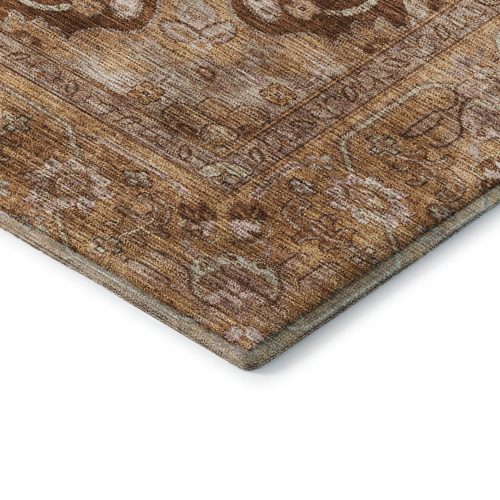 Chiang Mai Machine Washable Traditional Terracotta Orange Rug 1'8" x 2'6" #shape_Rectangle