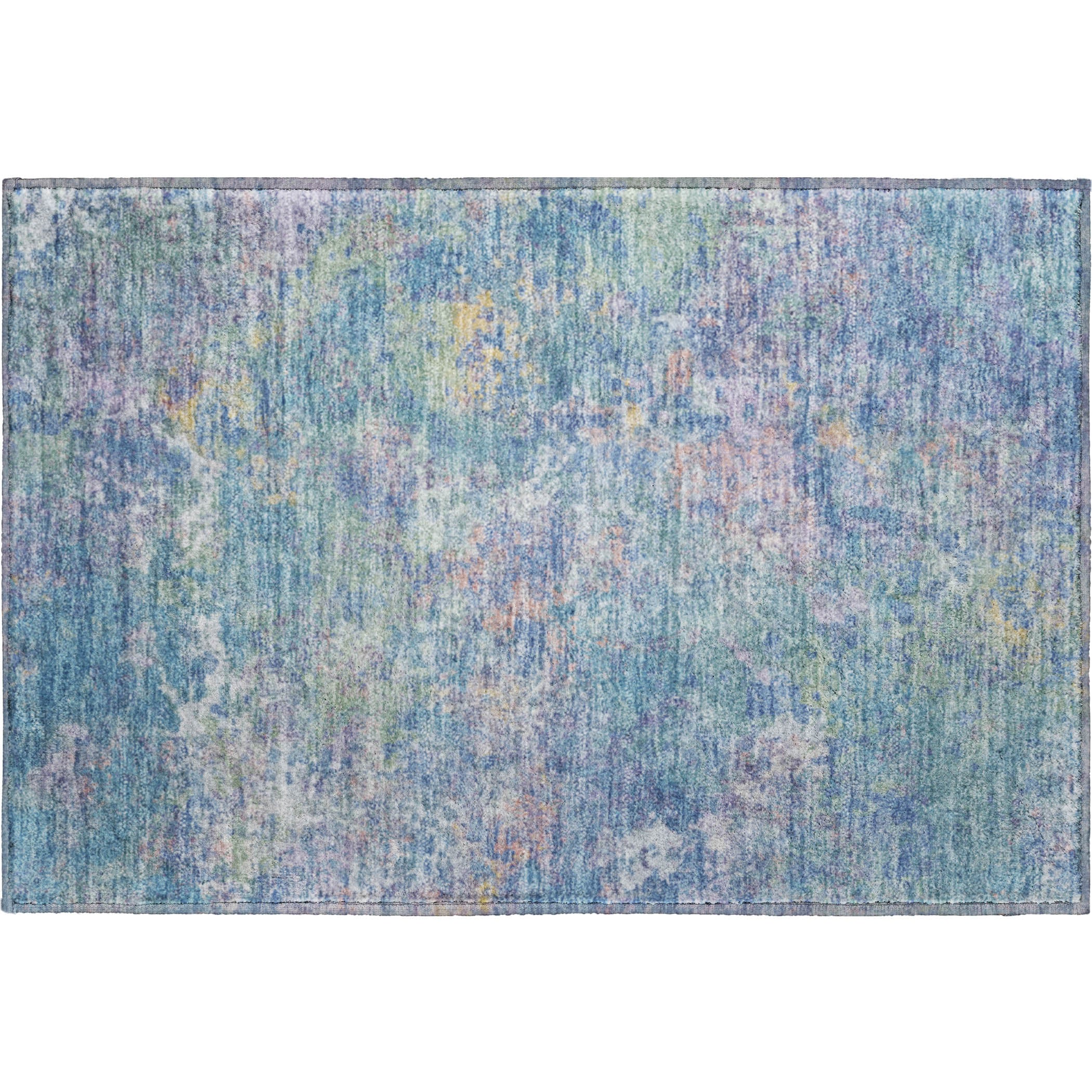 Havana Machine Washable Transitional Aqua Teal Rug 1'8" x 2'6" #shape_Rectangle