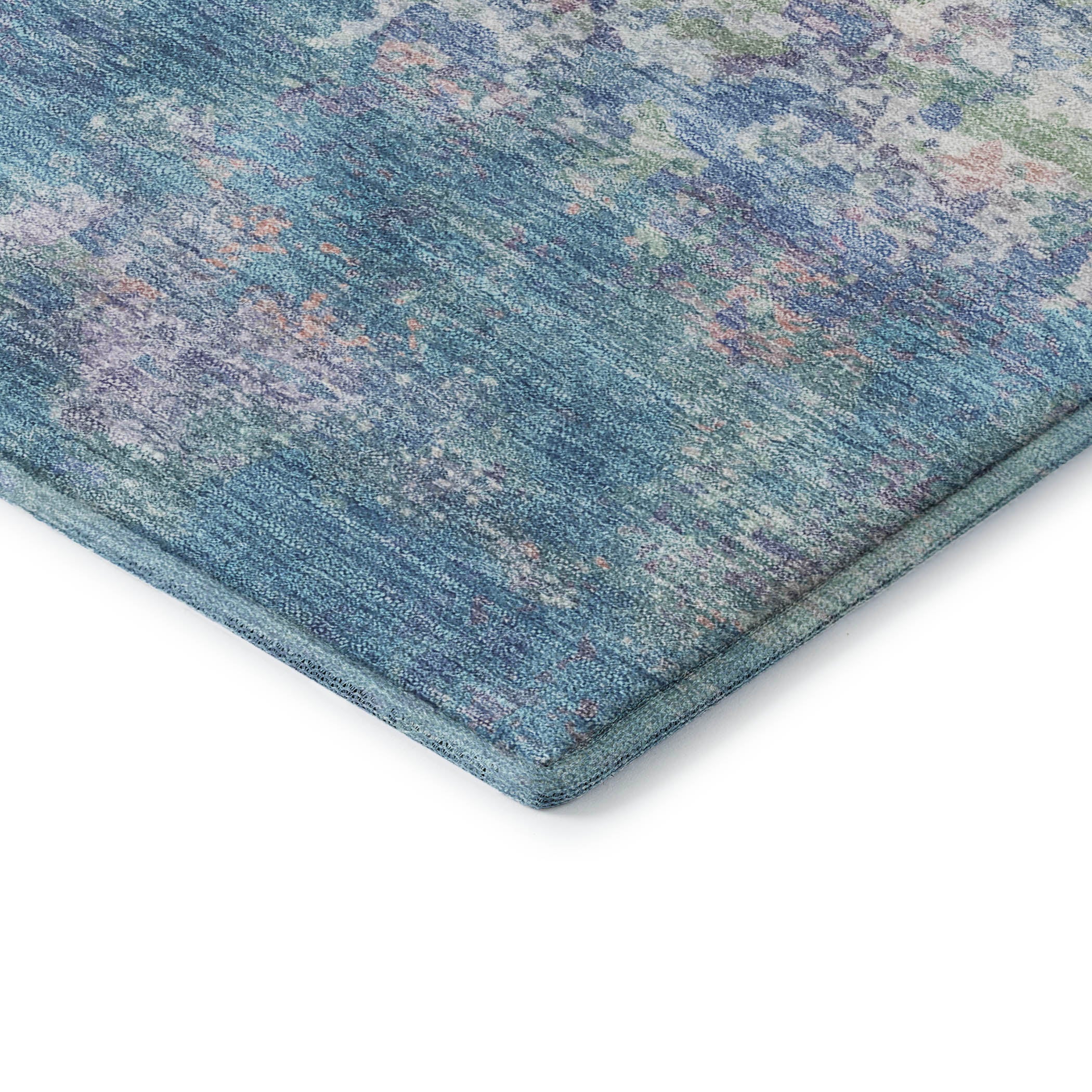 Havana Machine Washable Transitional Aqua Teal Rug 1'8" x 2'6" #shape_Rectangle