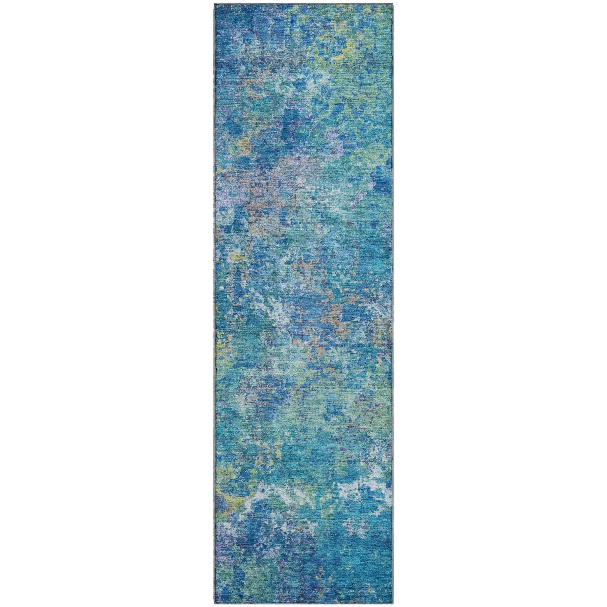 Havana Machine Washable Transitional Blue Rug 2'3" x 7'6" #shape_Runner
