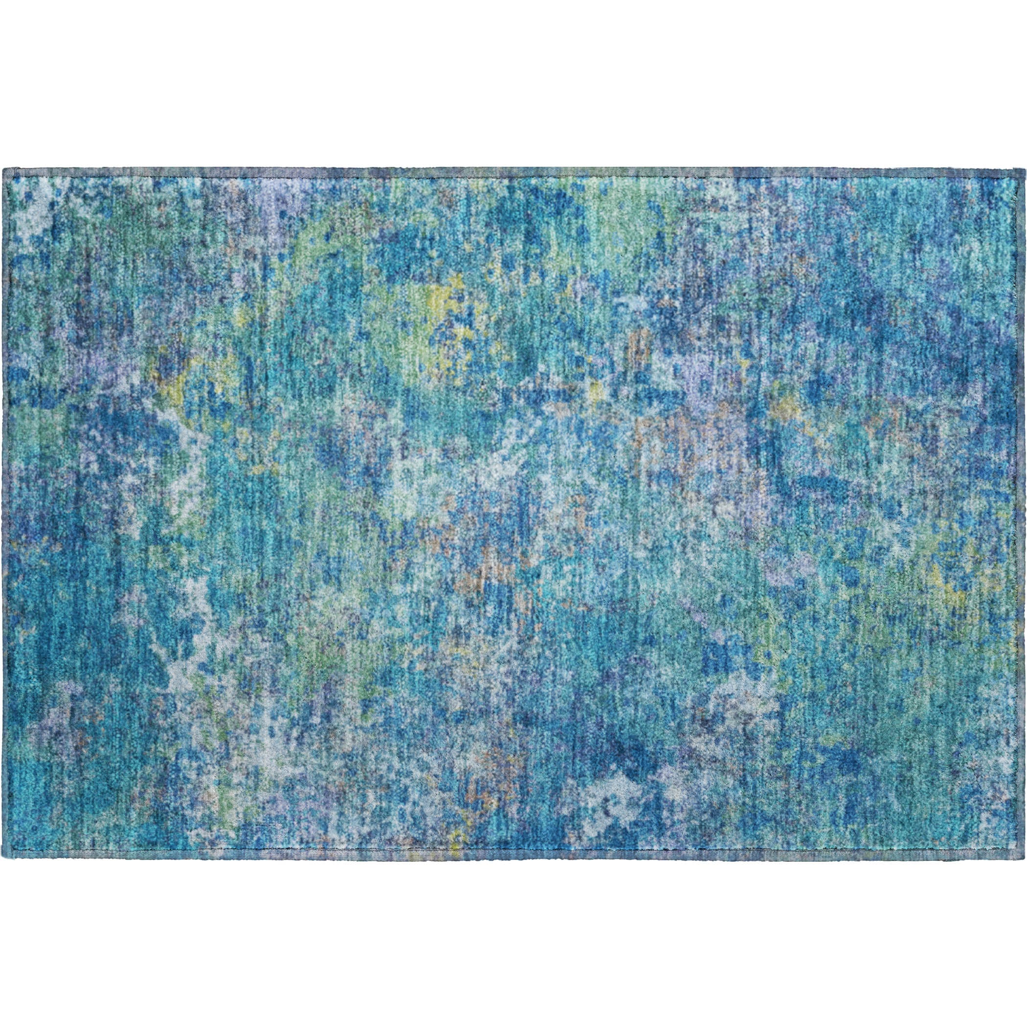 Havana Machine Washable Transitional Blue Rug 1'8" x 2'6" #shape_Rectangle