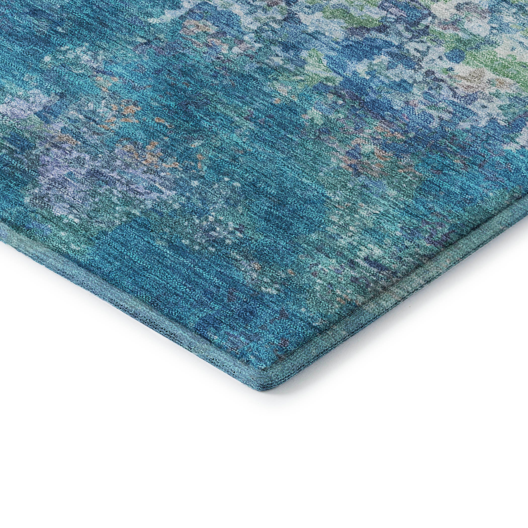 Havana Machine Washable Transitional Blue Rug 1'8" x 2'6" #shape_Rectangle