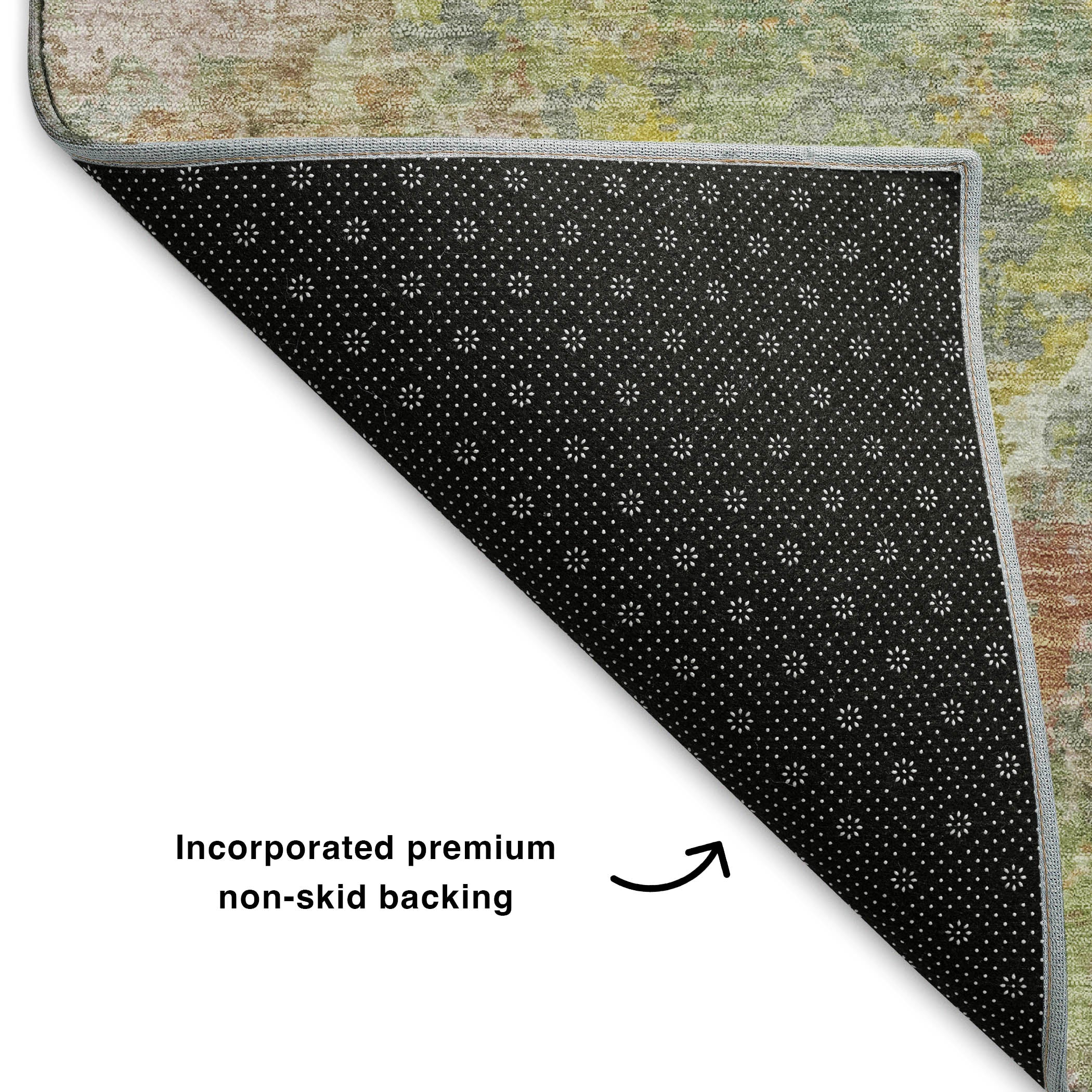 Havana Machine Washable Transitional Green Rug 1'8" x 2'6" #shape_Rectangle