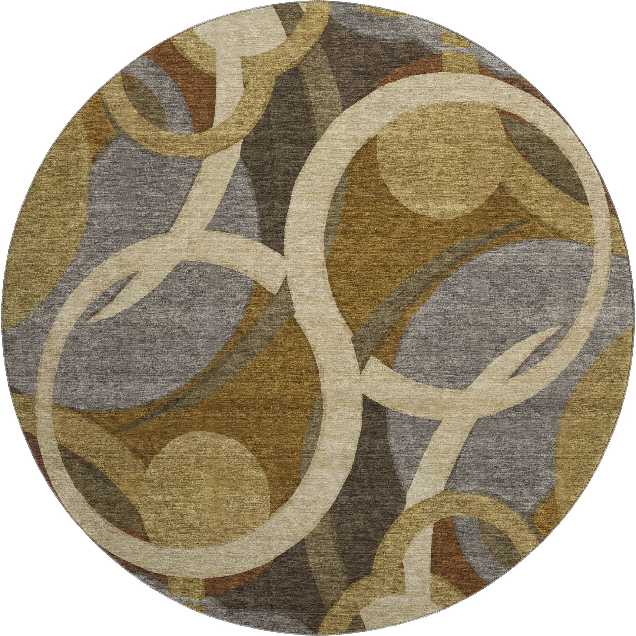 Sintra Machine Washable Transitional Brown Rug 8' x 8' #shape_Round