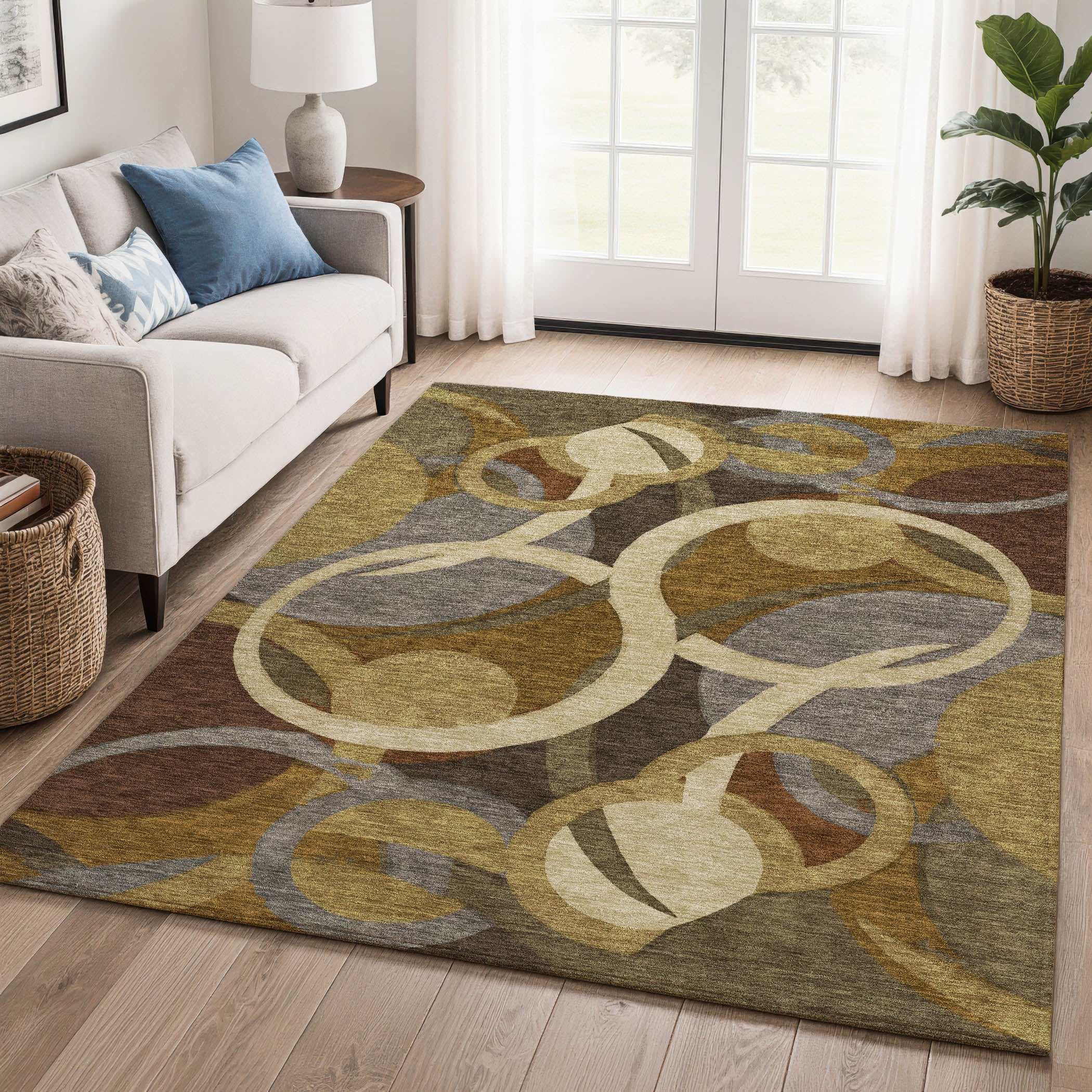 Sintra Machine Washable Transitional Brown Rug 2'6" x 3'10" #shape_Rectangle