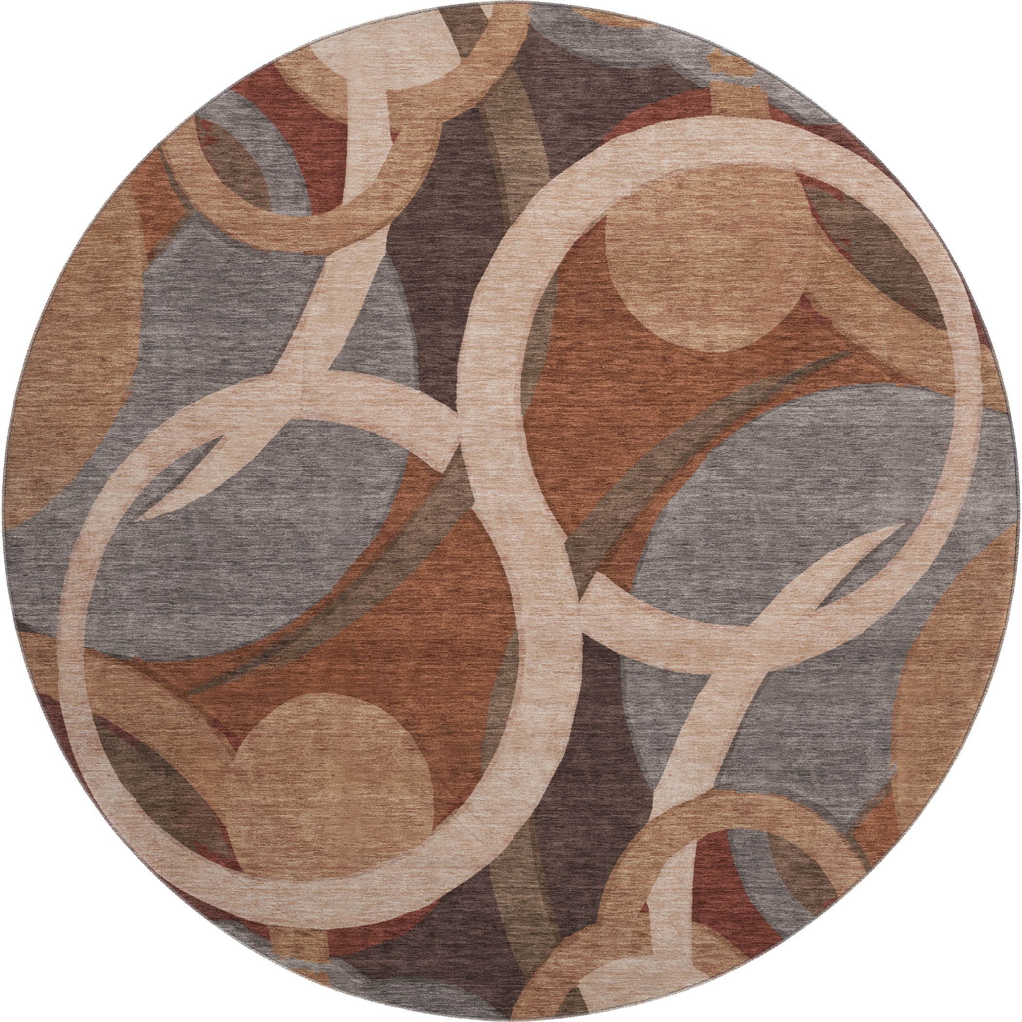 Sintra Machine Washable Transitional Burgundy Red Rug 8' x 8' #shape_Round