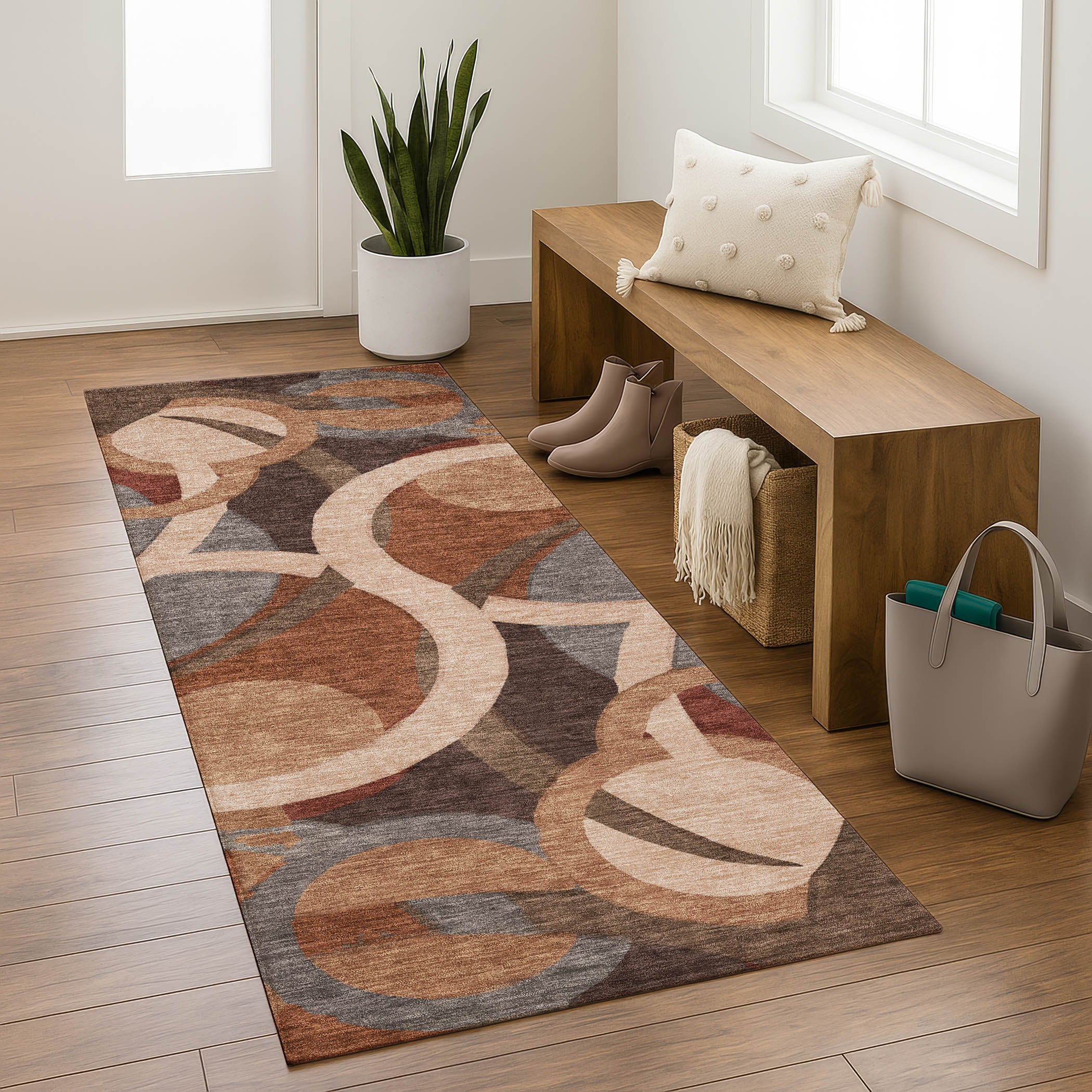 Sintra Machine Washable Transitional Burgundy Red Rug 2'3" x 7'6" #shape_Runner