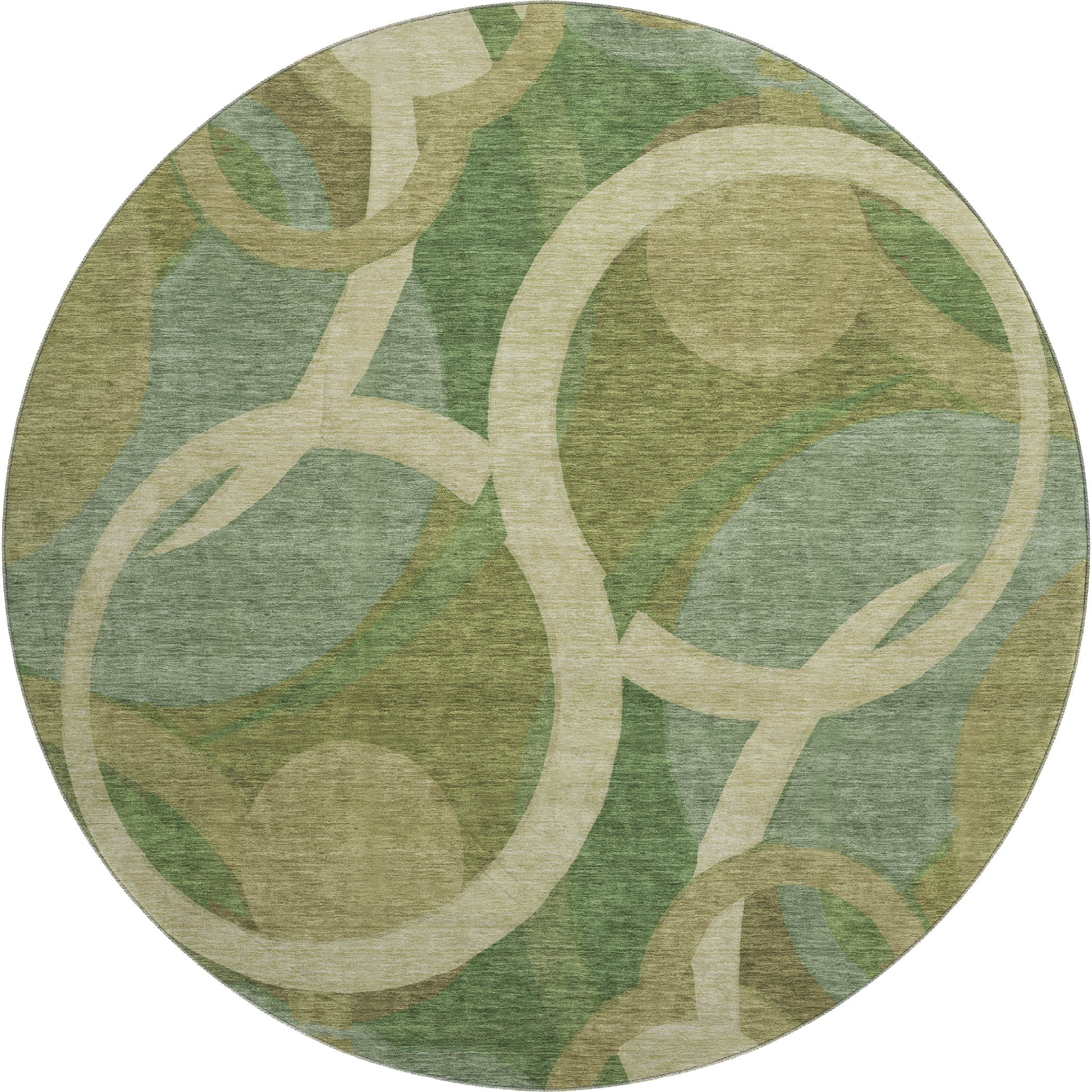 Sintra Machine Washable Transitional Green Rug 8' x 8' #shape_Round