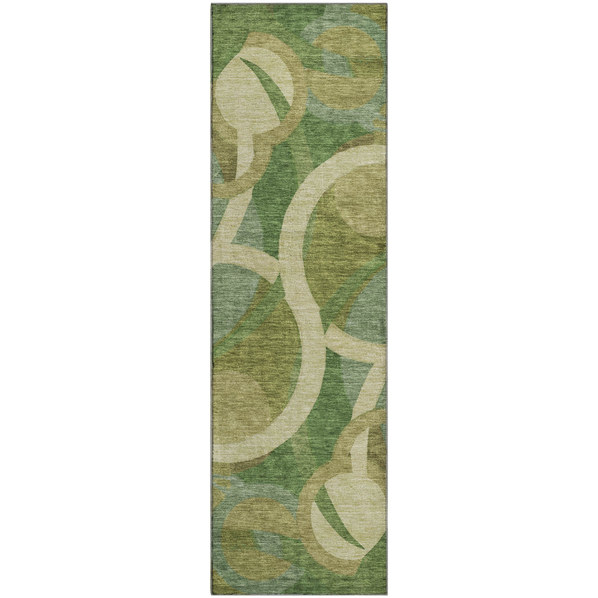 Sintra Machine Washable Transitional Green Rug 2'3" x 7'6" #shape_Runner
