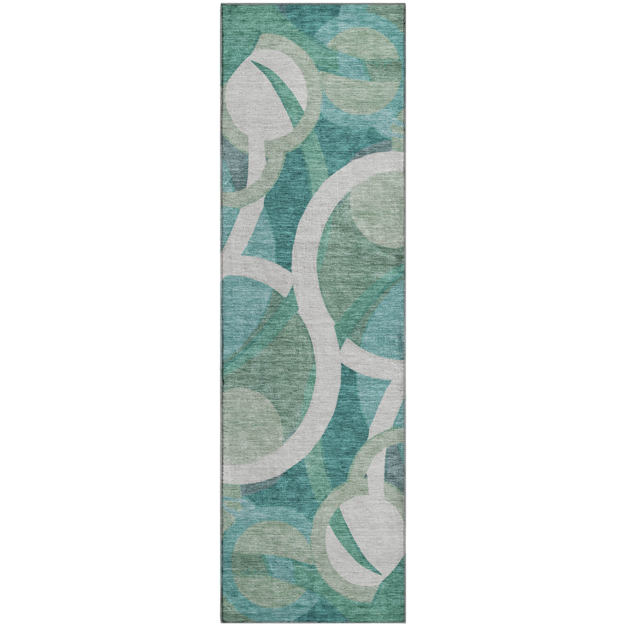 Sintra Machine Washable Transitional Teal Rug 2'3" x 7'6" #shape_Runner