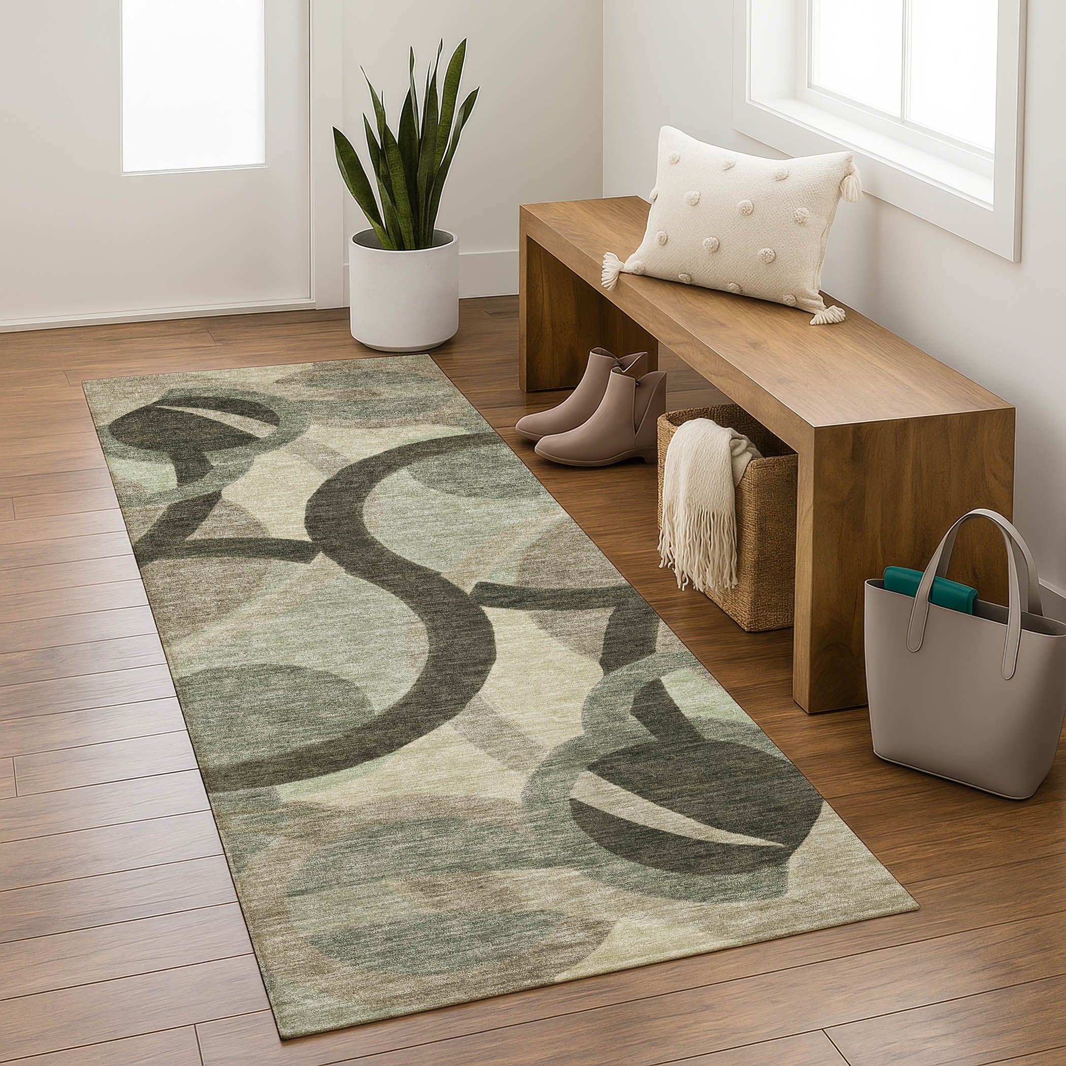 Chiang Mai Machine Washable Transitional Brown Rug 2'3" x 7'6" #shape_Runner