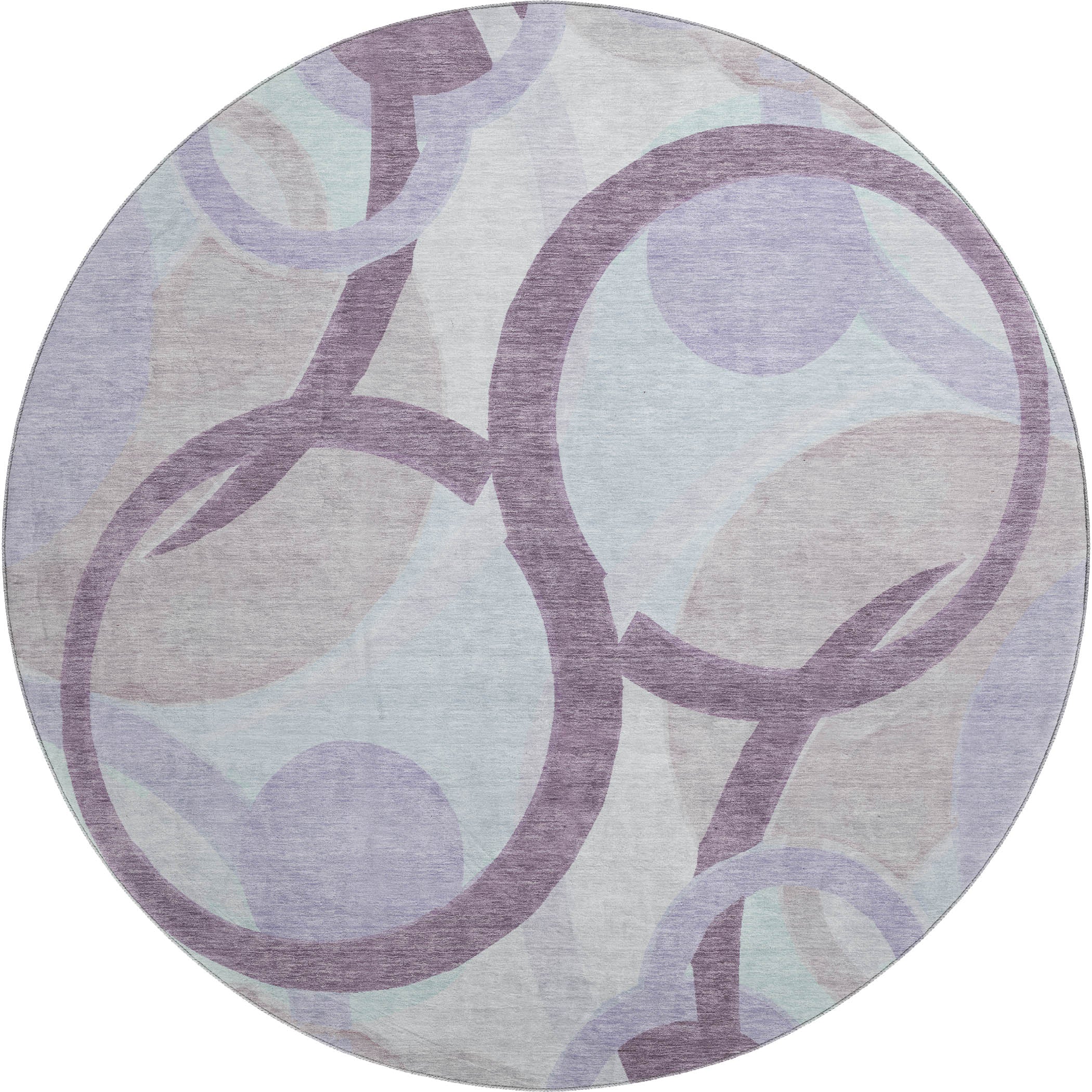 Chiang Mai Machine Washable Transitional Plum Purple Rug 8' x 8' #shape_Round