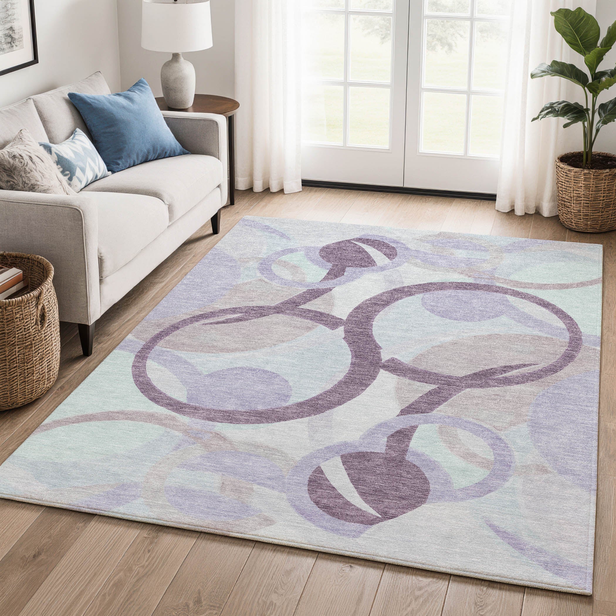 Chiang Mai Machine Washable Transitional Plum Purple Rug 2'6" x 3'10" #shape_Rectangle