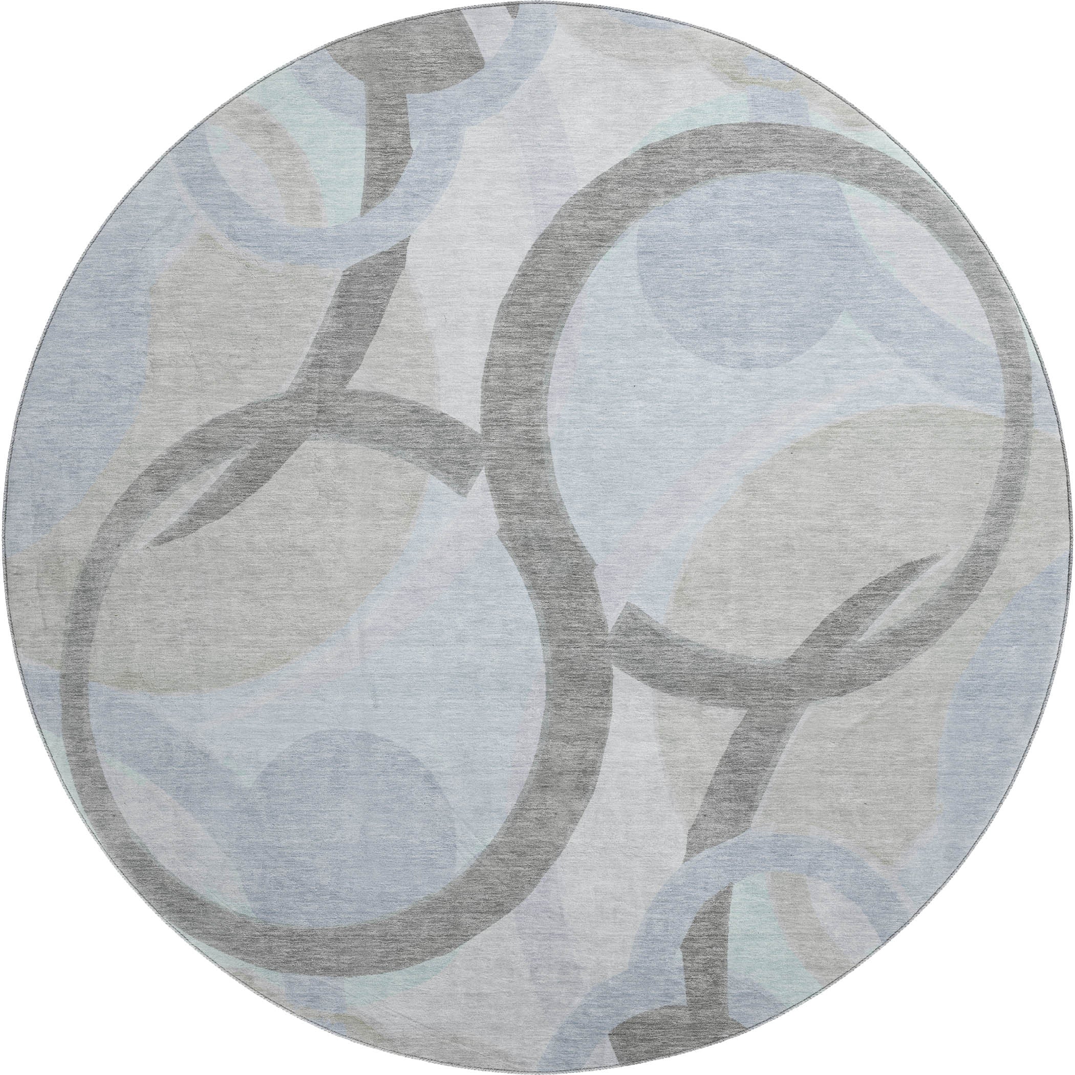 Chiang Mai Machine Washable Transitional Taupe Brown Rug 8' x 8' #shape_Round