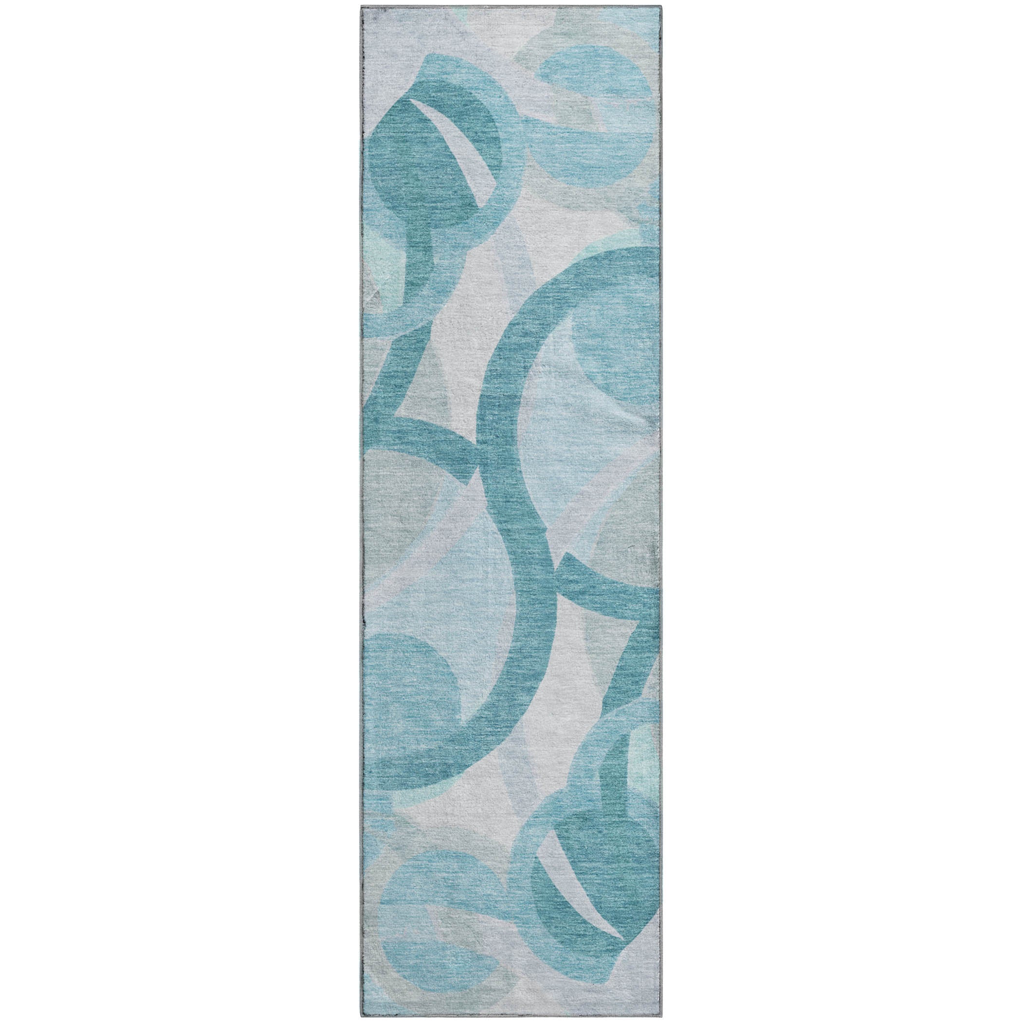 Chiang Mai Machine Washable Transitional Teal Rug 2'3" x 7'6" #shape_Runner