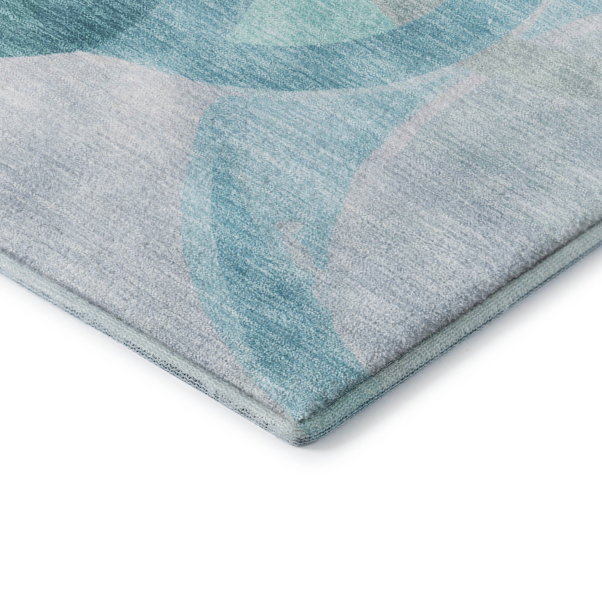 Chiang Mai Machine Washable Transitional Teal Rug 1'8" x 2'6" #shape_Rectangle