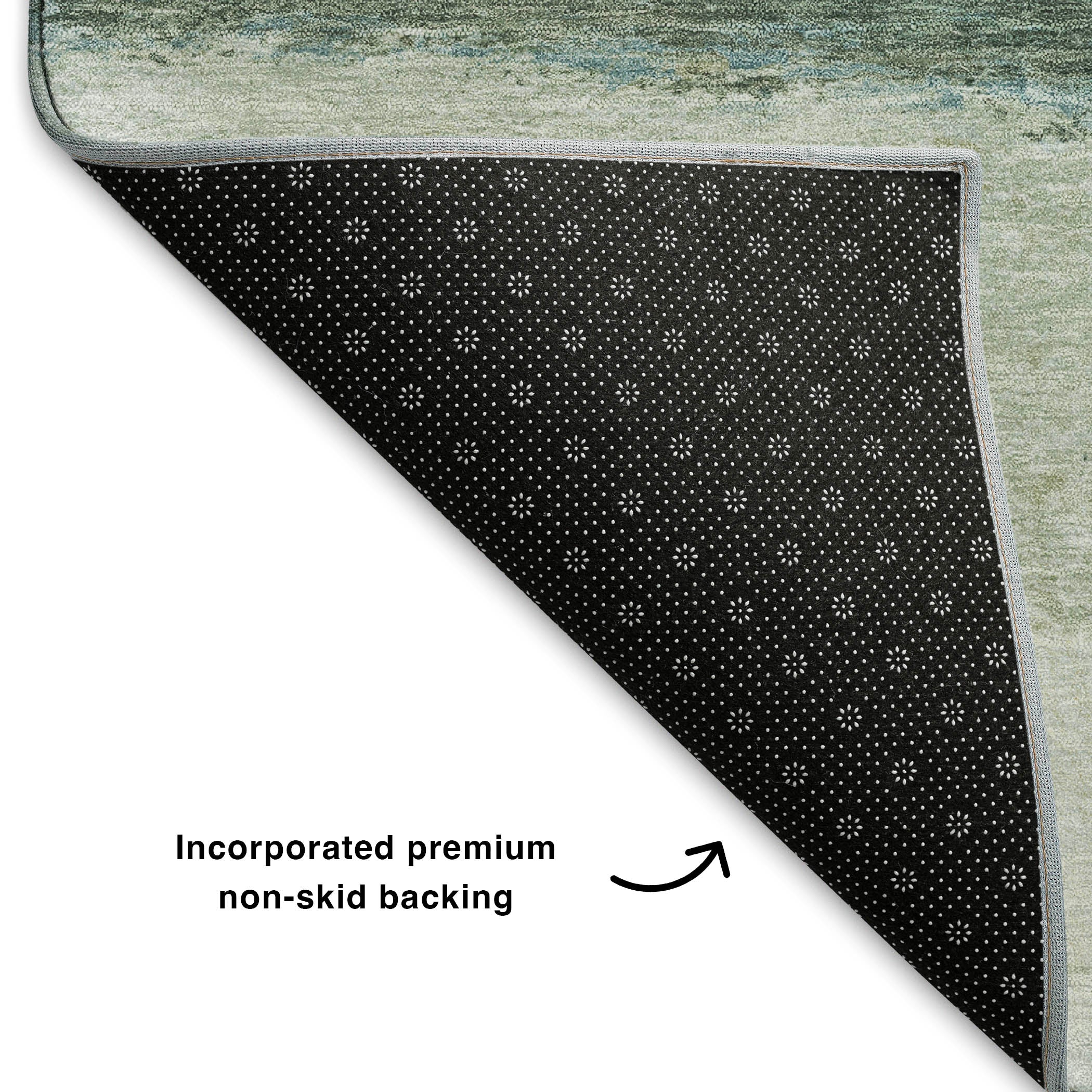 Lucerne Machine Washable Transitional Aloe Green Rug 1'8" x 2'6" #shape_Rectangle