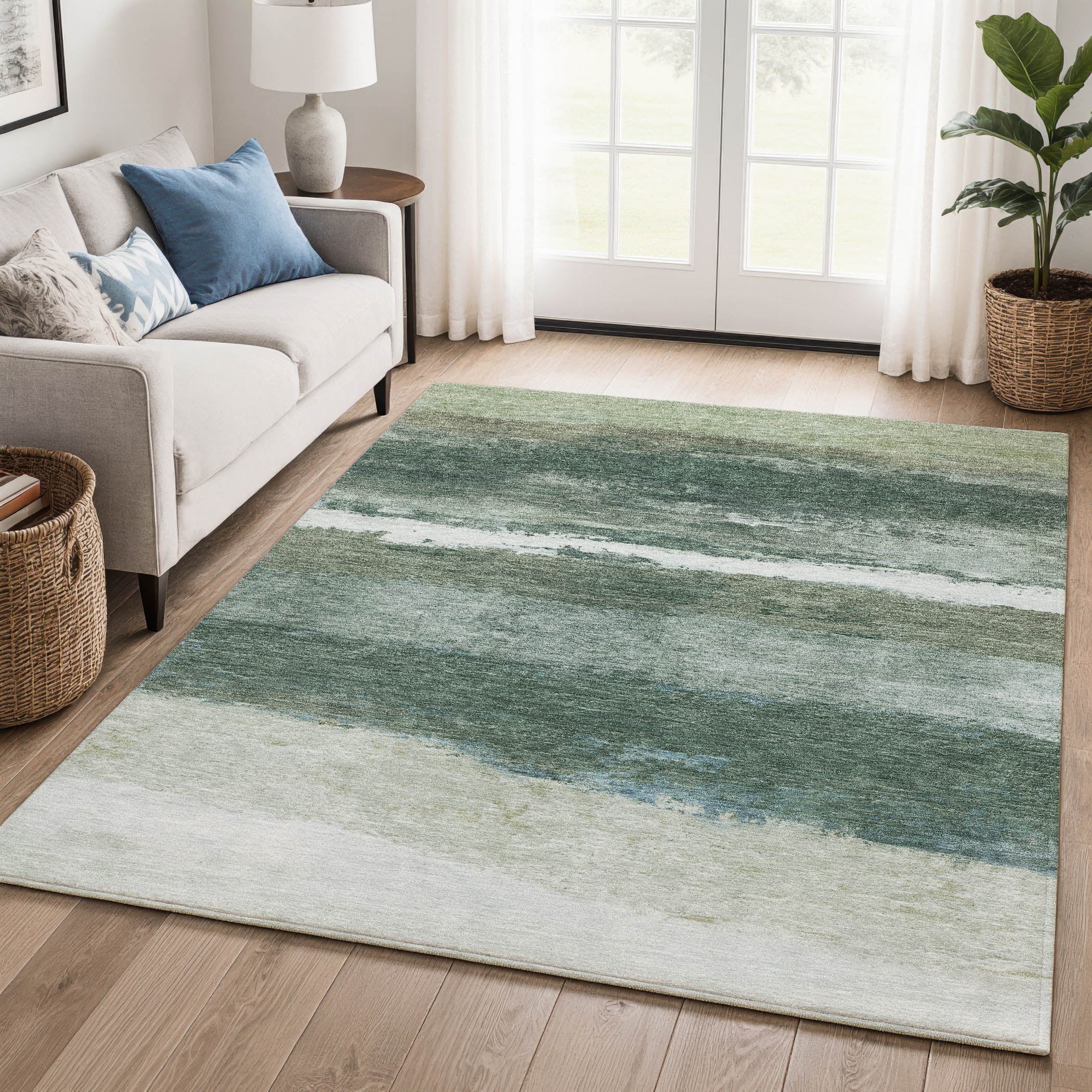 Lucerne Machine Washable Transitional Aloe Green Rug 2'6" x 3'10" #shape_Rectangle