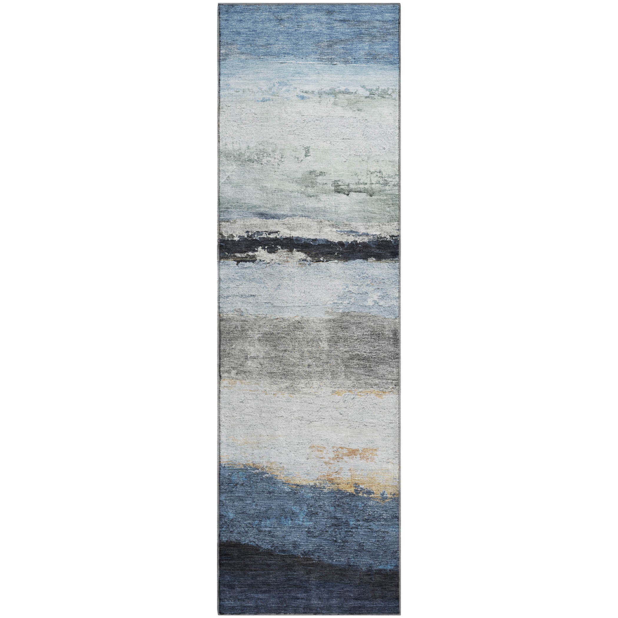 Lucerne Machine Washable Transitional Blue Rug 2'3" x 7'6" #shape_Runner