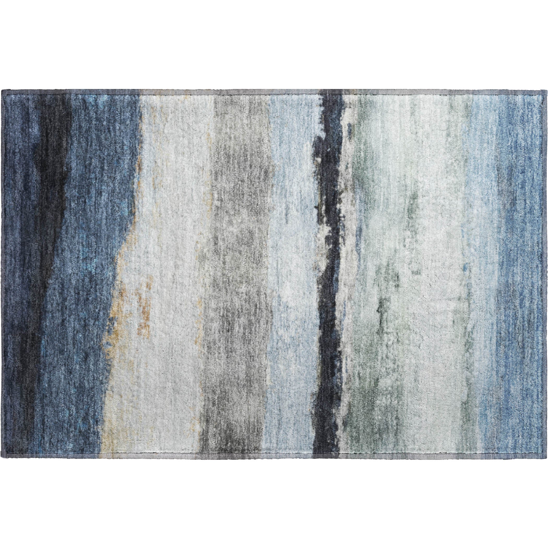 Lucerne Machine Washable Transitional Blue Rug 1'8" x 2'6" #shape_Rectangle