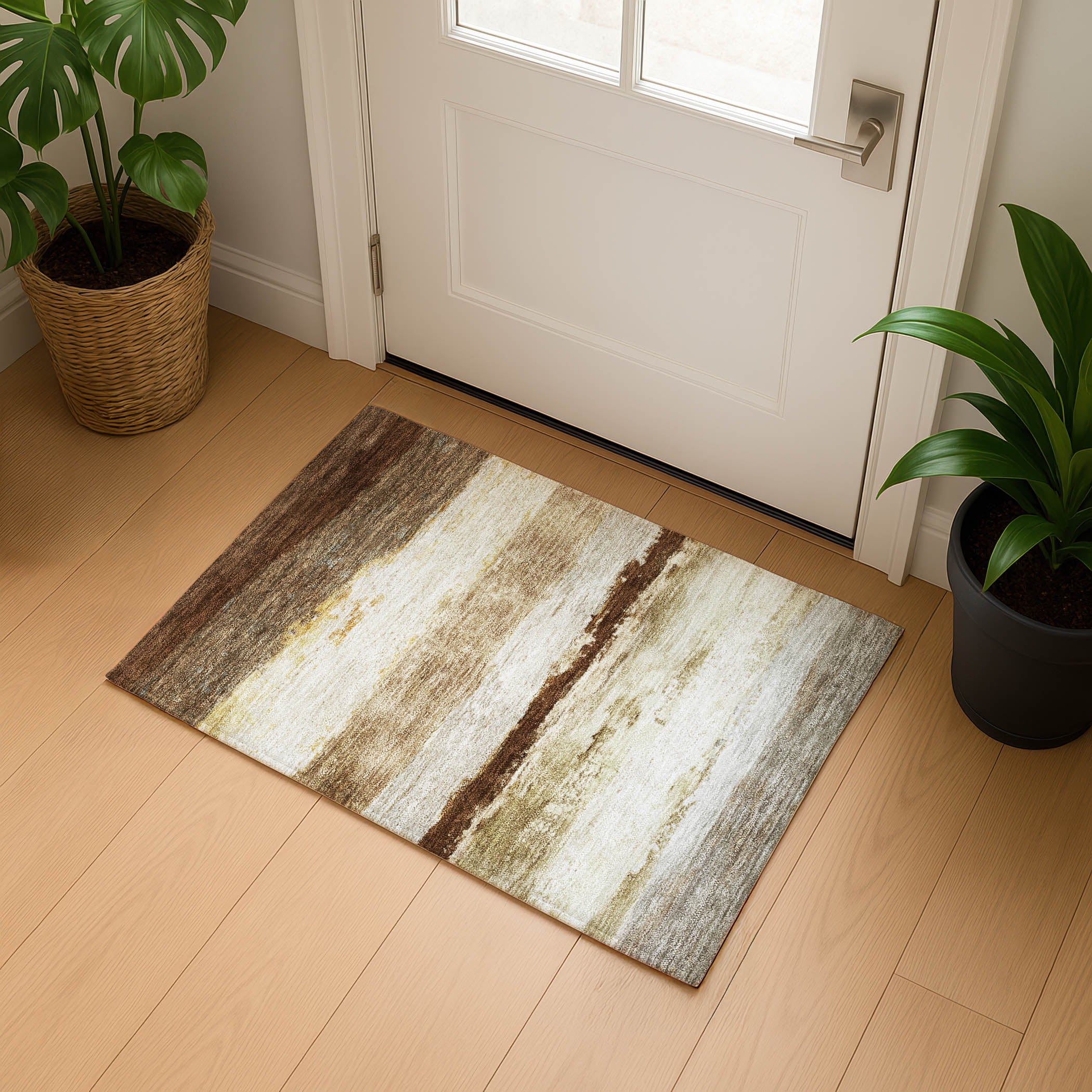 Lucerne Machine Washable Transitional Brown Rug 1'8" x 2'6" #shape_Rectangle